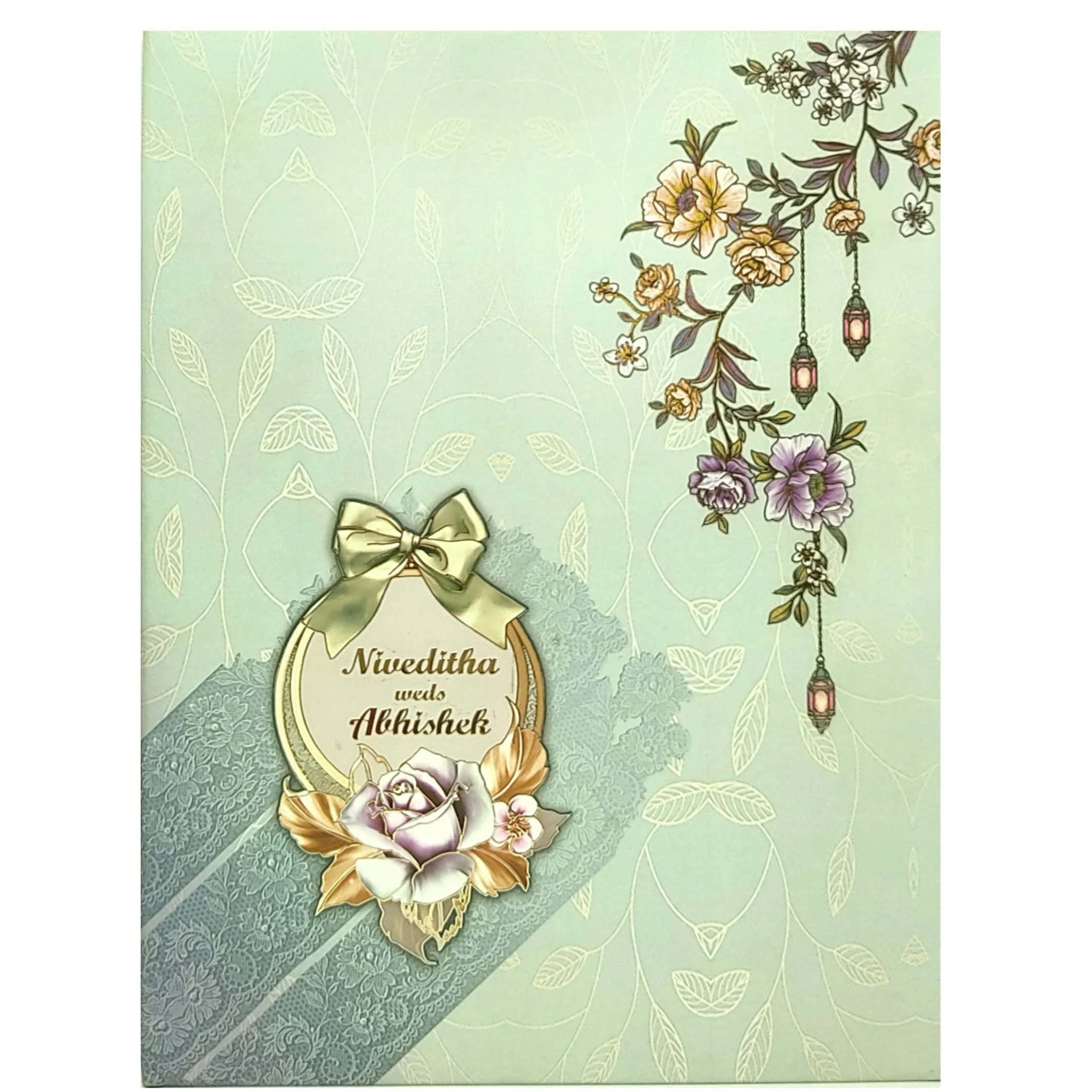 Light blue flower design scodix invitation card-KNPO02AB - Image 3