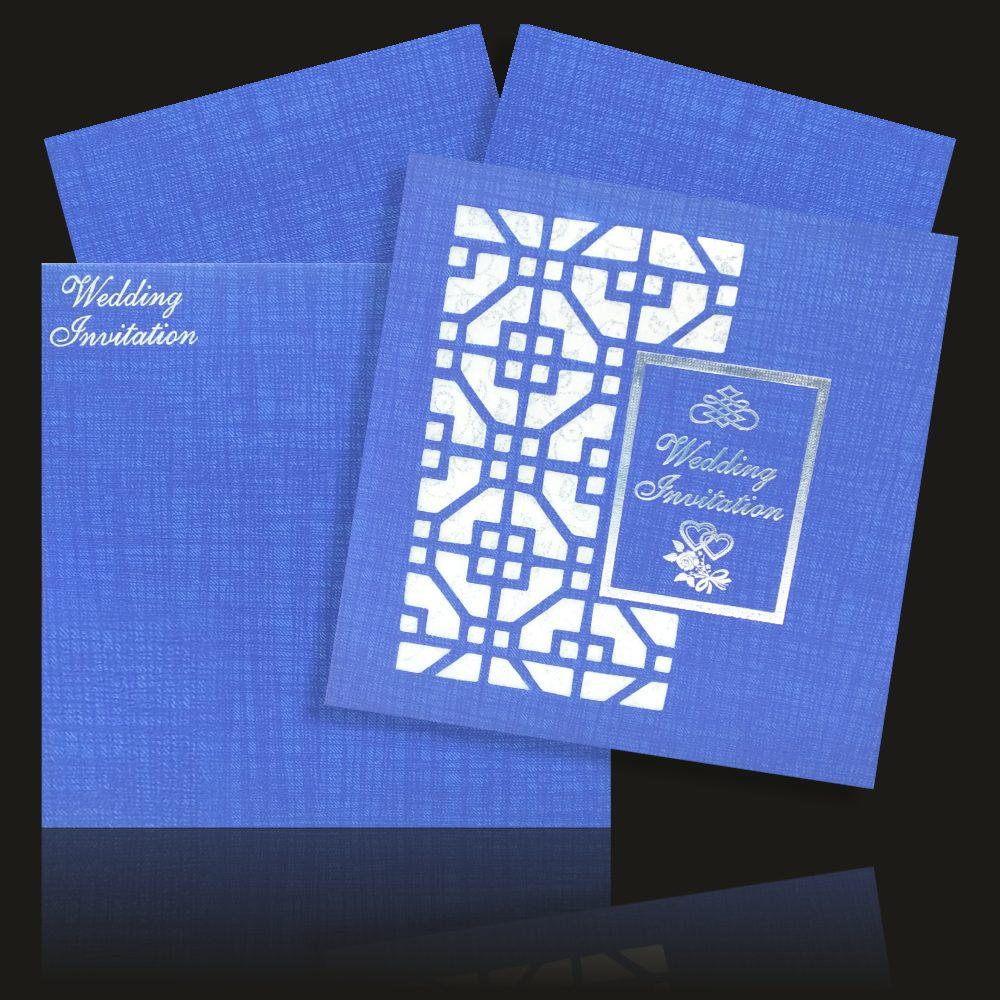 Blue Laser cut Invitation Card-KNK833BI