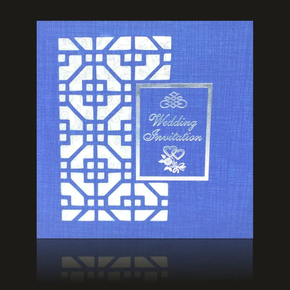 Blue Laser cut Invitation Card-KNK833BI - Image 3