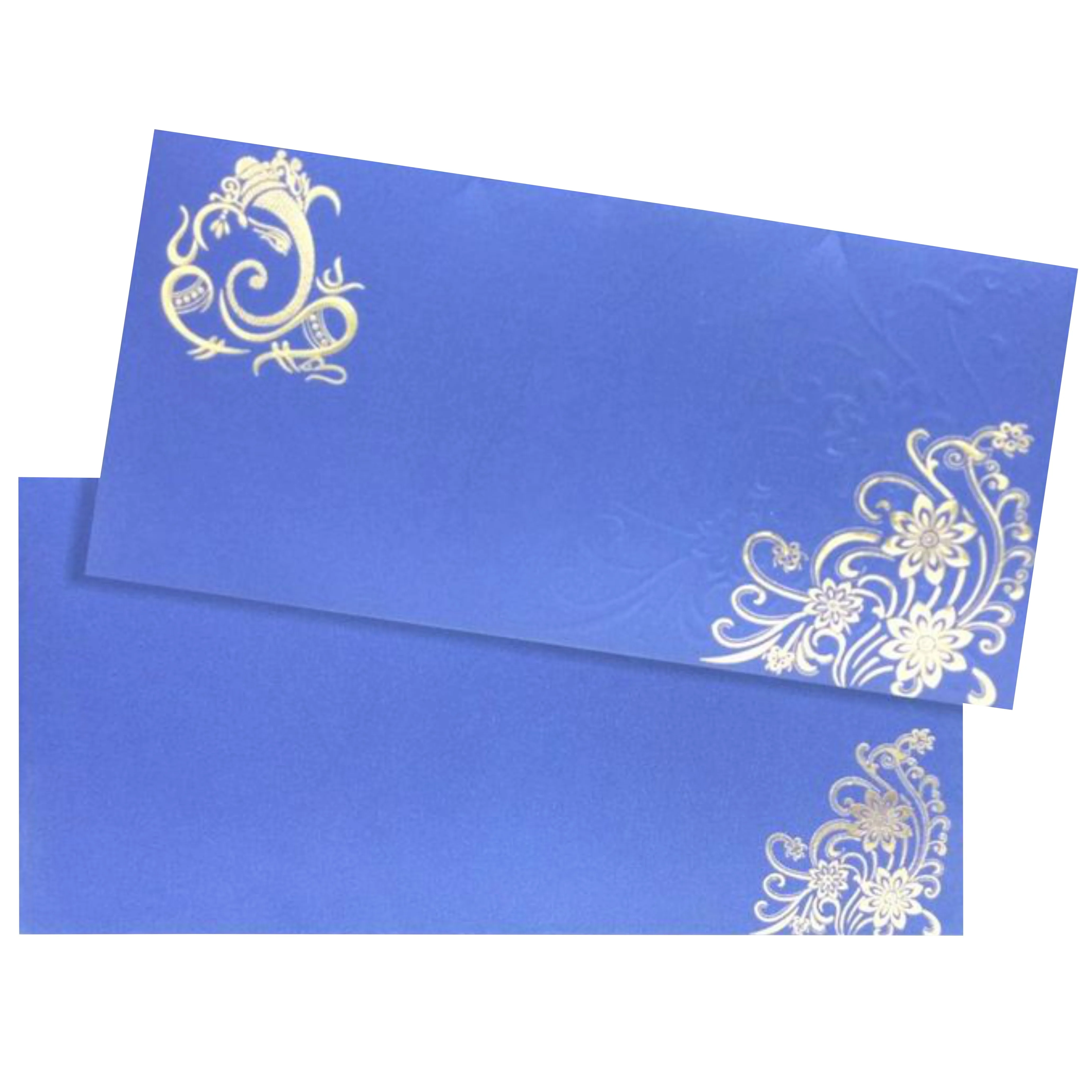 Alluring Blue Shading With Floral Theme Wedding Card - KNKS17BG - Image 2
