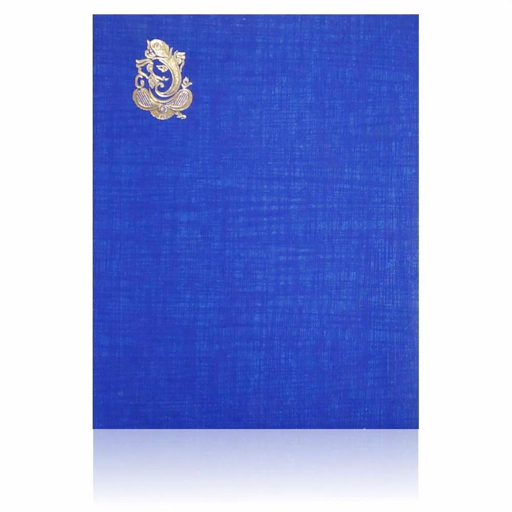 Alluring Blue Shading With Ganesha Theme Wedding Card-KNK50042 - Image 4