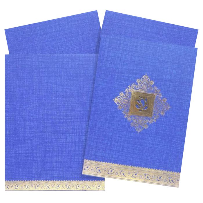 Alluring Blue Shading With Gold foiling Floral Theme Wedding Card-KNCM15BL