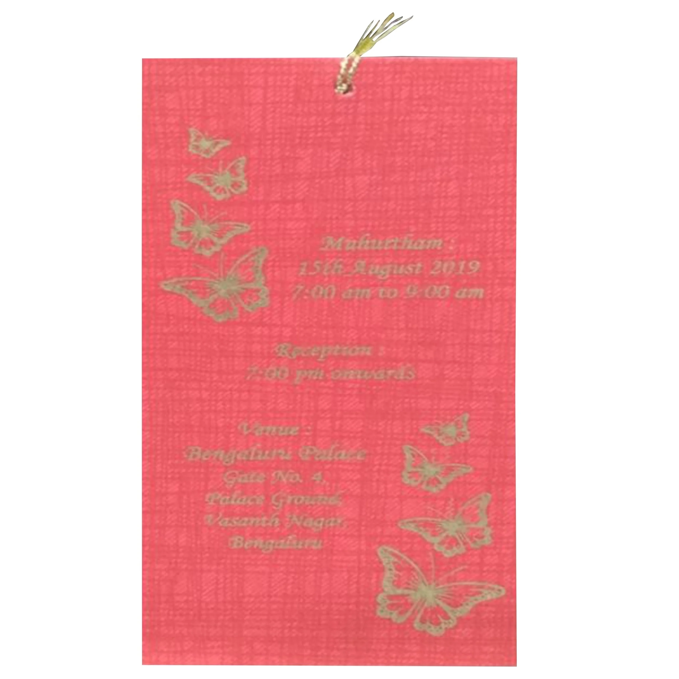 Alluring Butterfly Theme With Bright Red Shading Personal Wedding Card - KNPSU06R - Image 2