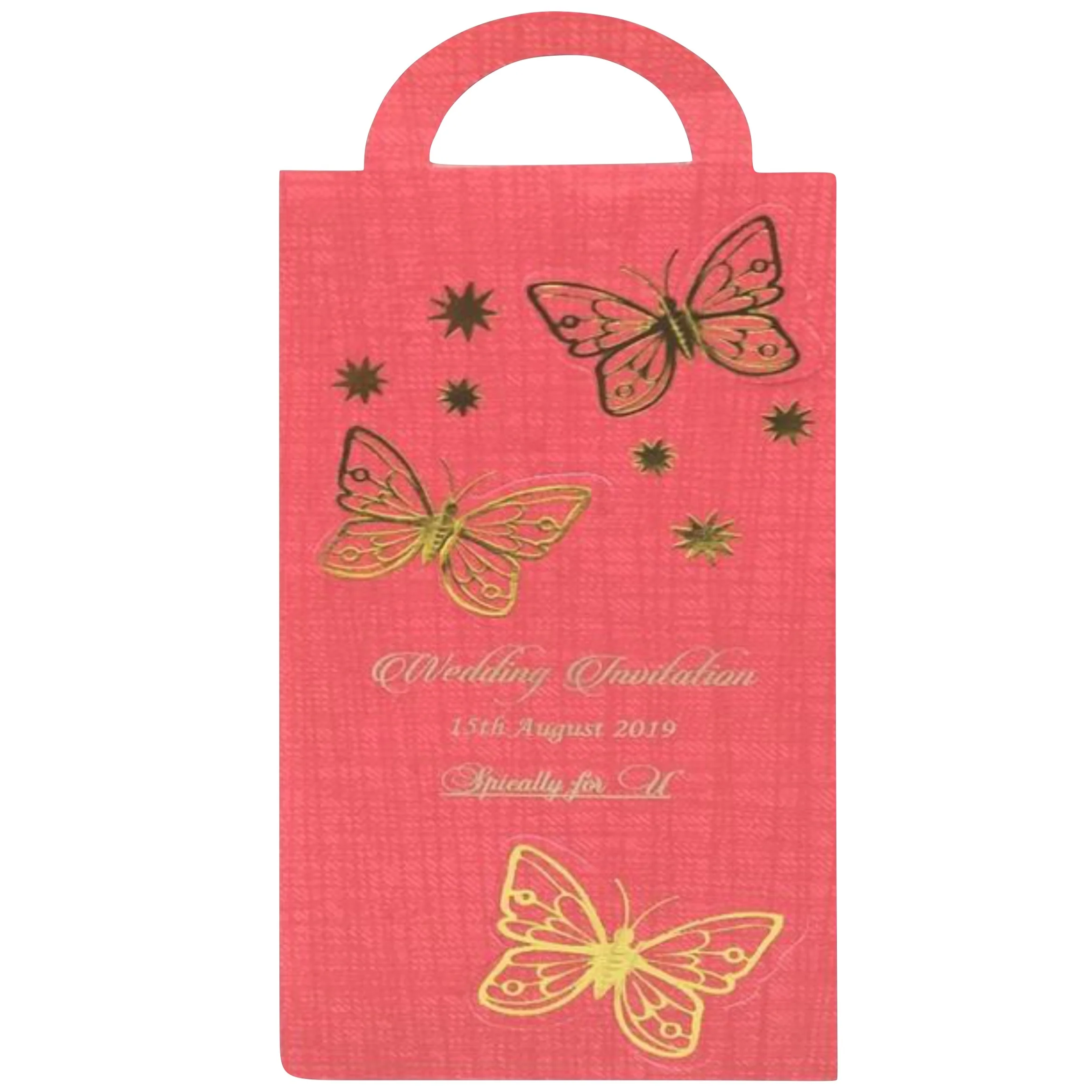 Alluring Butterfly Theme With Bright Red Shading Personal Wedding Card - KNPSU06R - Image 3