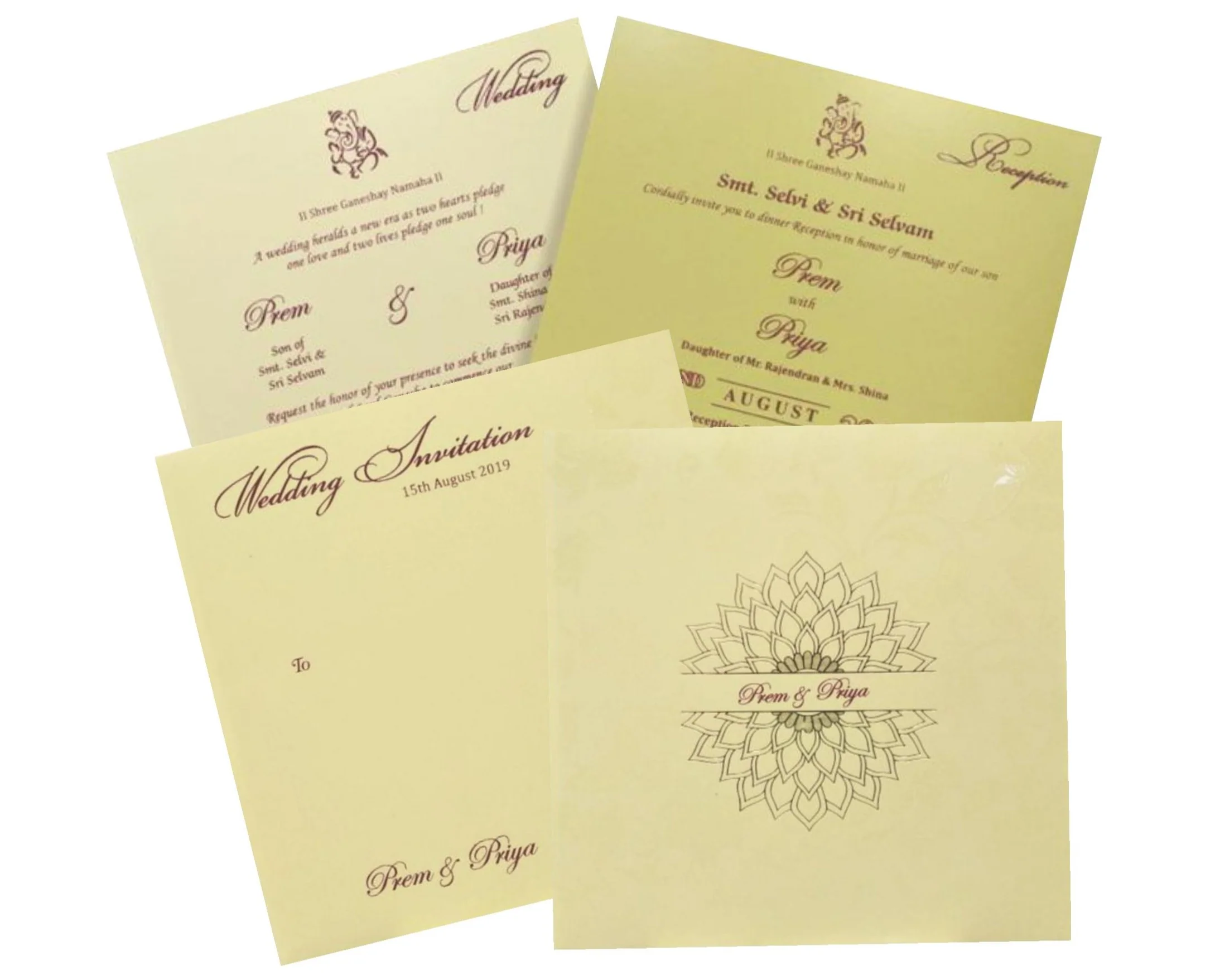 Alluring Floral Theme With Gold Foiling Wedding Card - KND8005C
