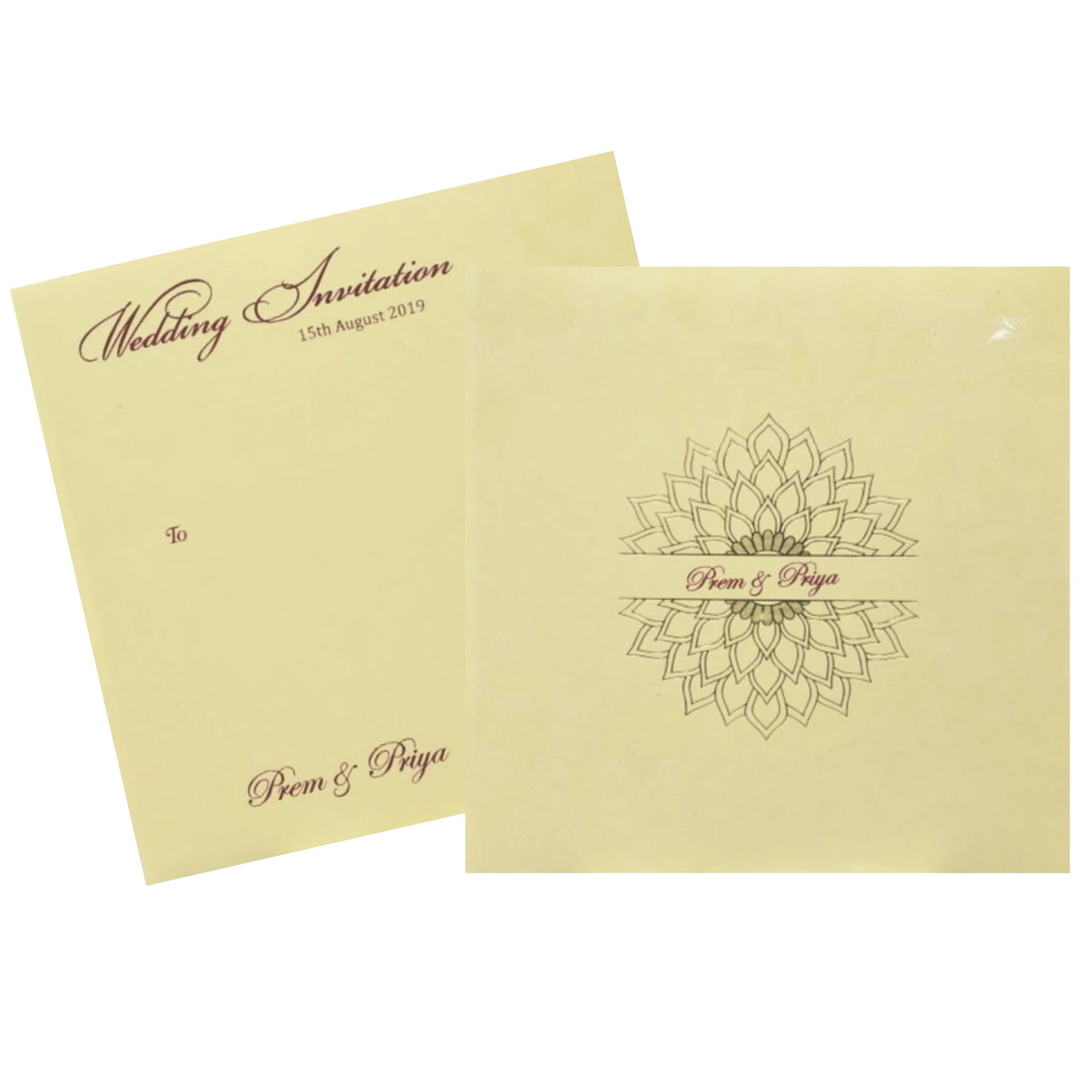 Alluring Floral Theme With Gold Foiling Wedding Card - KND8005C - Image 2