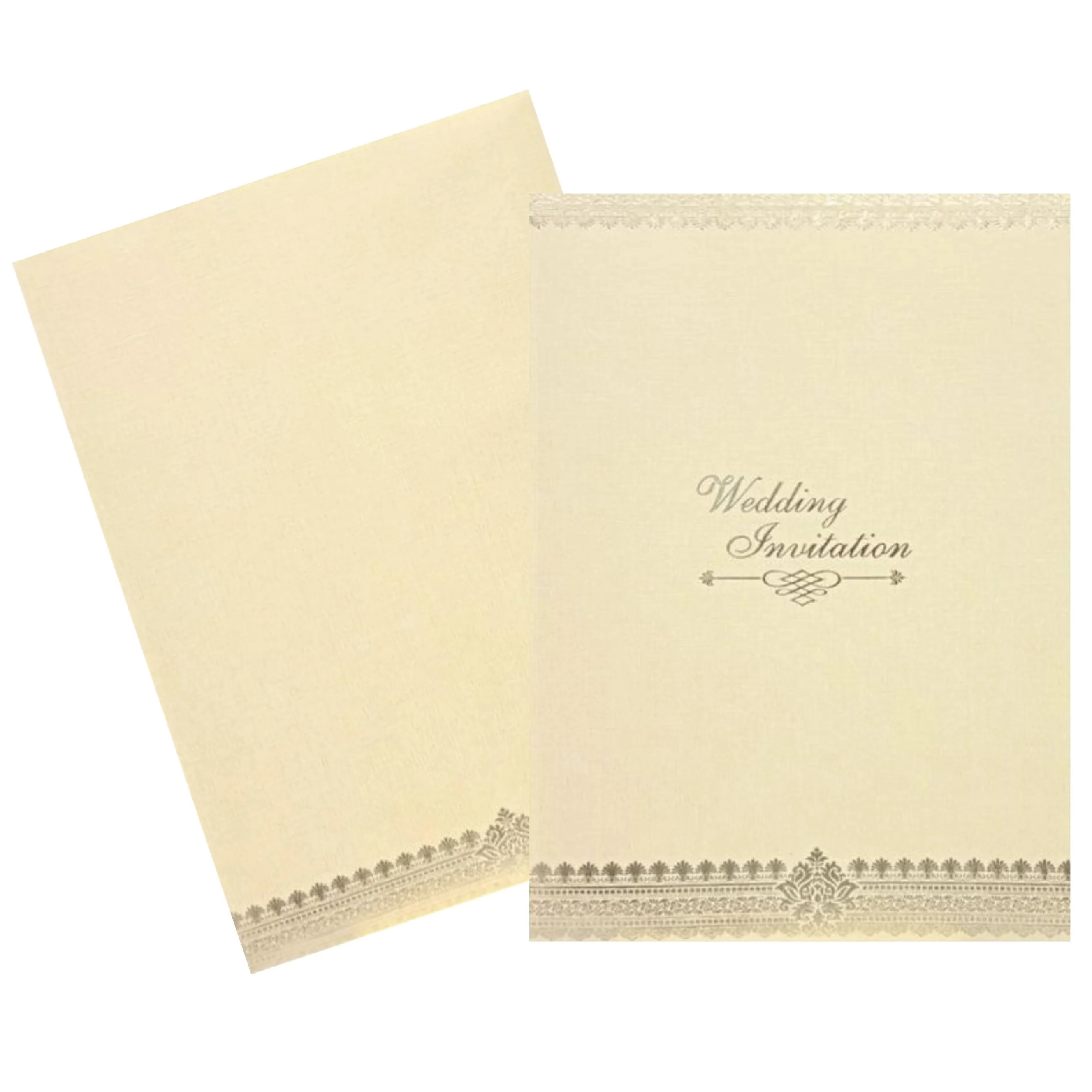 Gold Metallic Wedding Invitation Card With Gold Foiling Lace-KNCM13GI - Image 2
