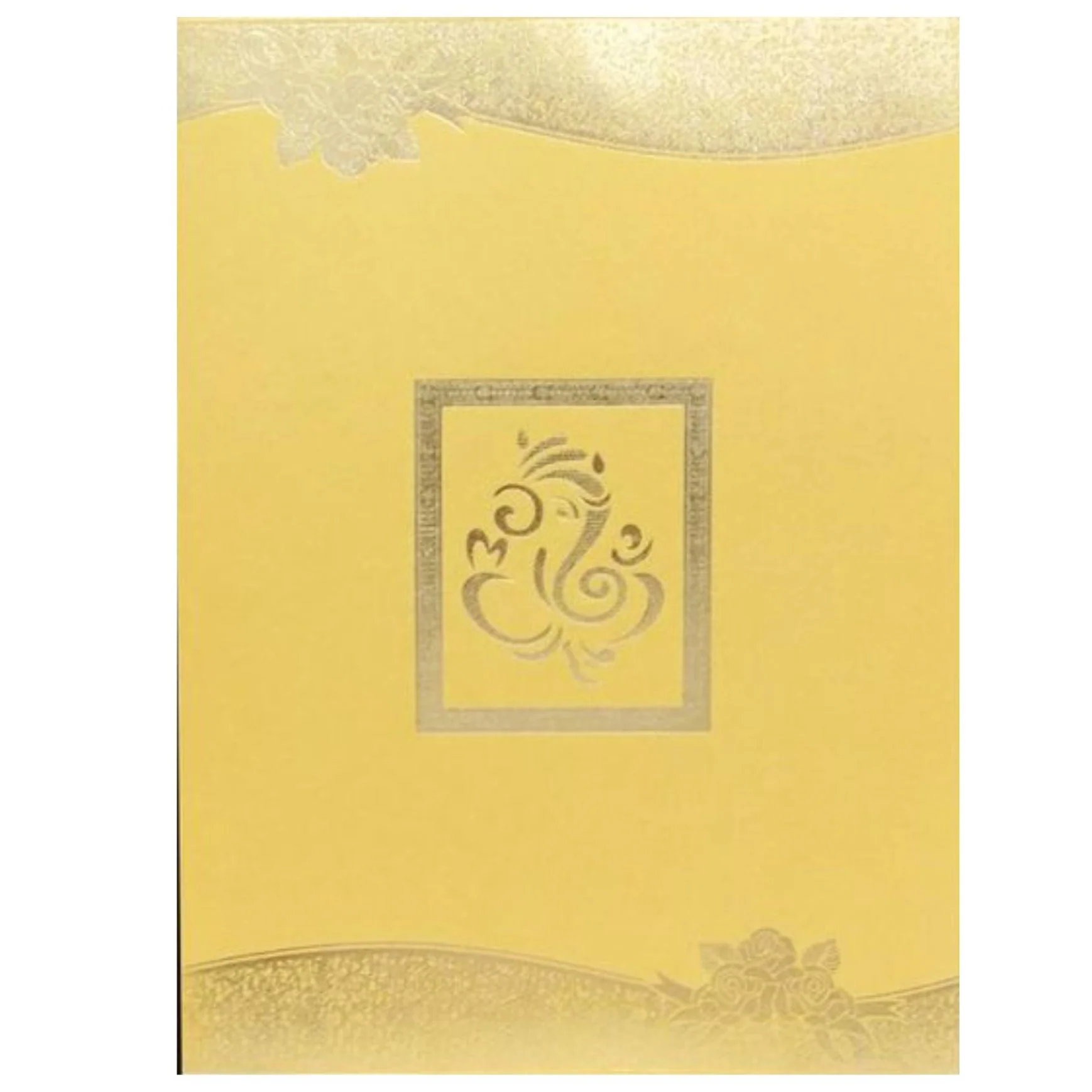 Alluring Gold Shading With Ganesha Theme Wedding Card - KNK1850 - Image 3