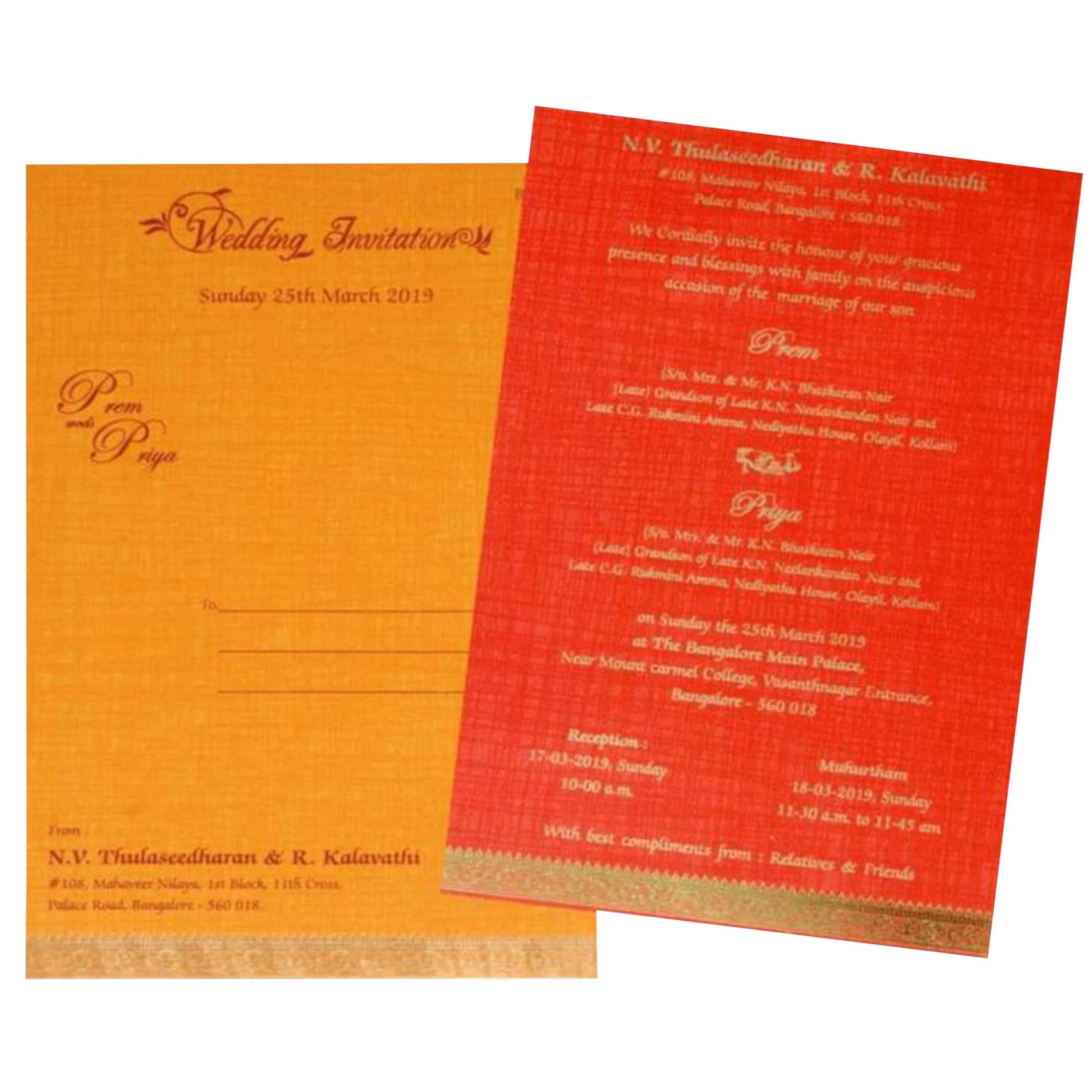 Orange Single Sheet Invitation Card-KNKS11RO