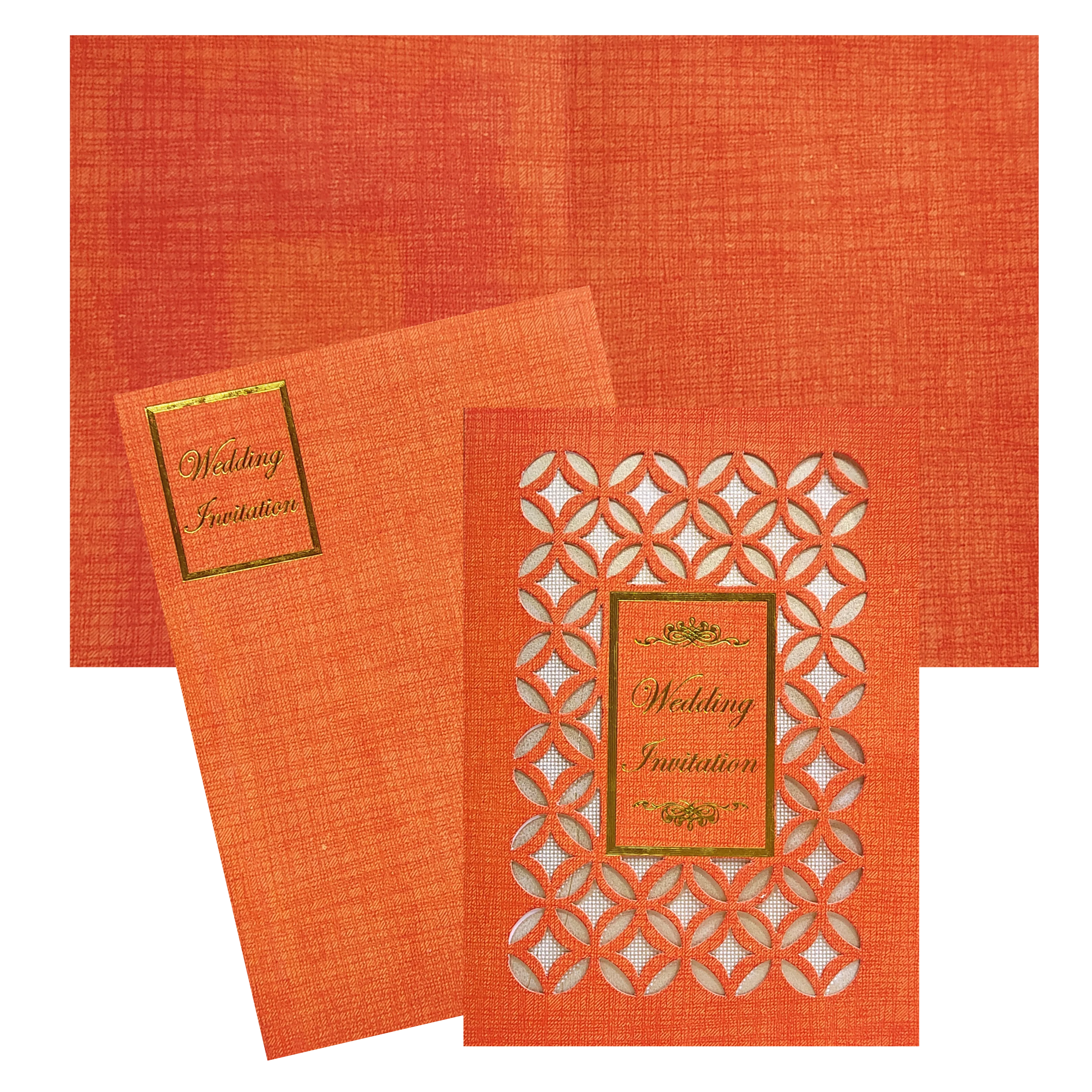 Red Laser Cut Wedding Invitation With A Gold Touch-KNK30651