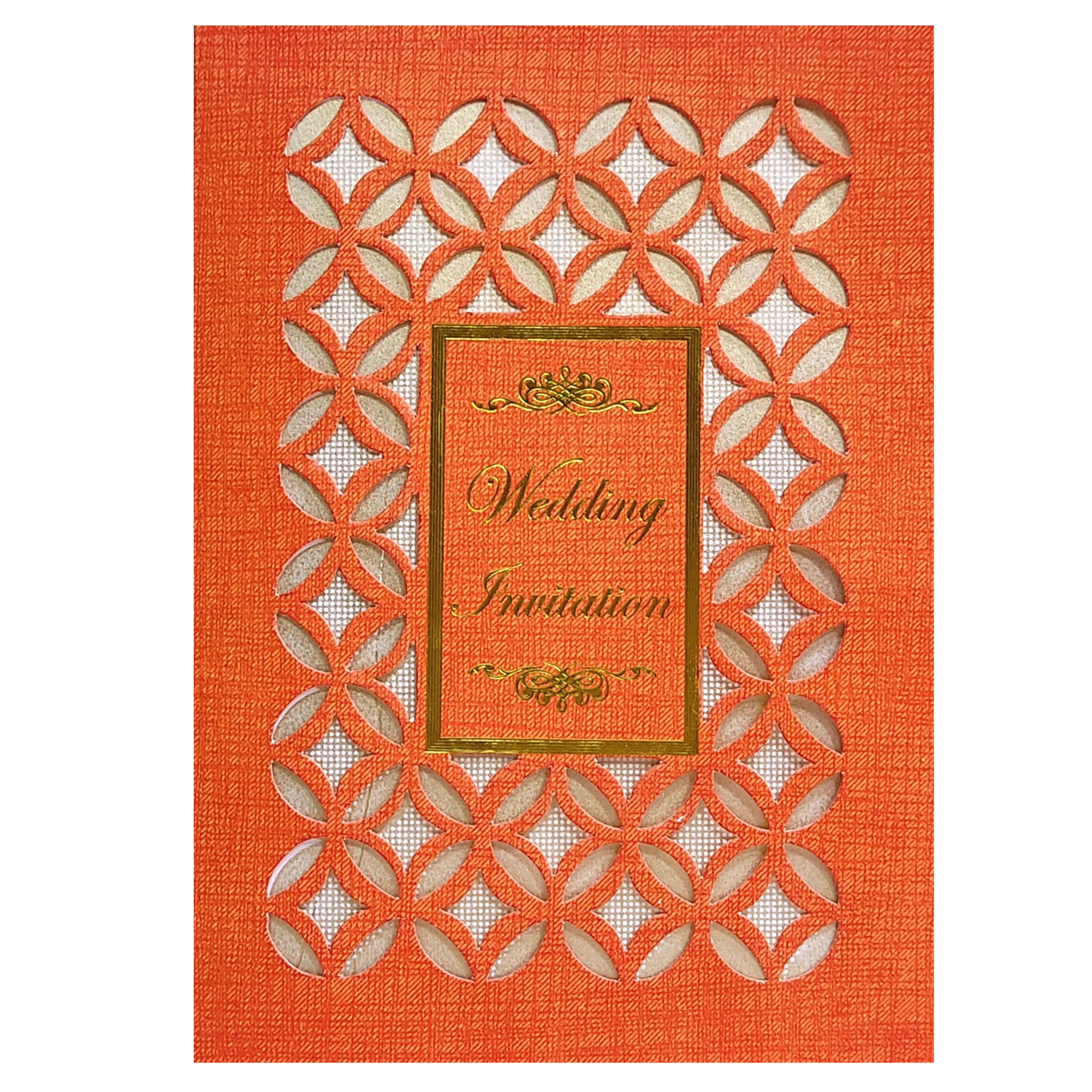 Red Laser Cut Wedding Invitation With A Gold Touch-KNK30651 - Image 3