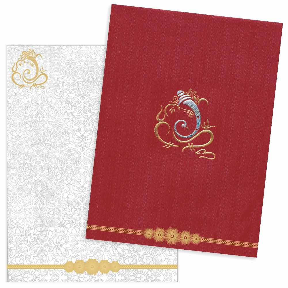 Alluring Red Shading With Floral Border Padded Wedding Card - KNK3606 - Image 2