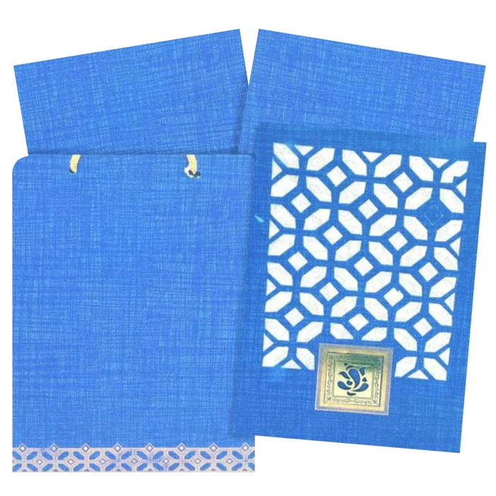 Blue Die Cut Square Ganesha Card-KCAW203B
