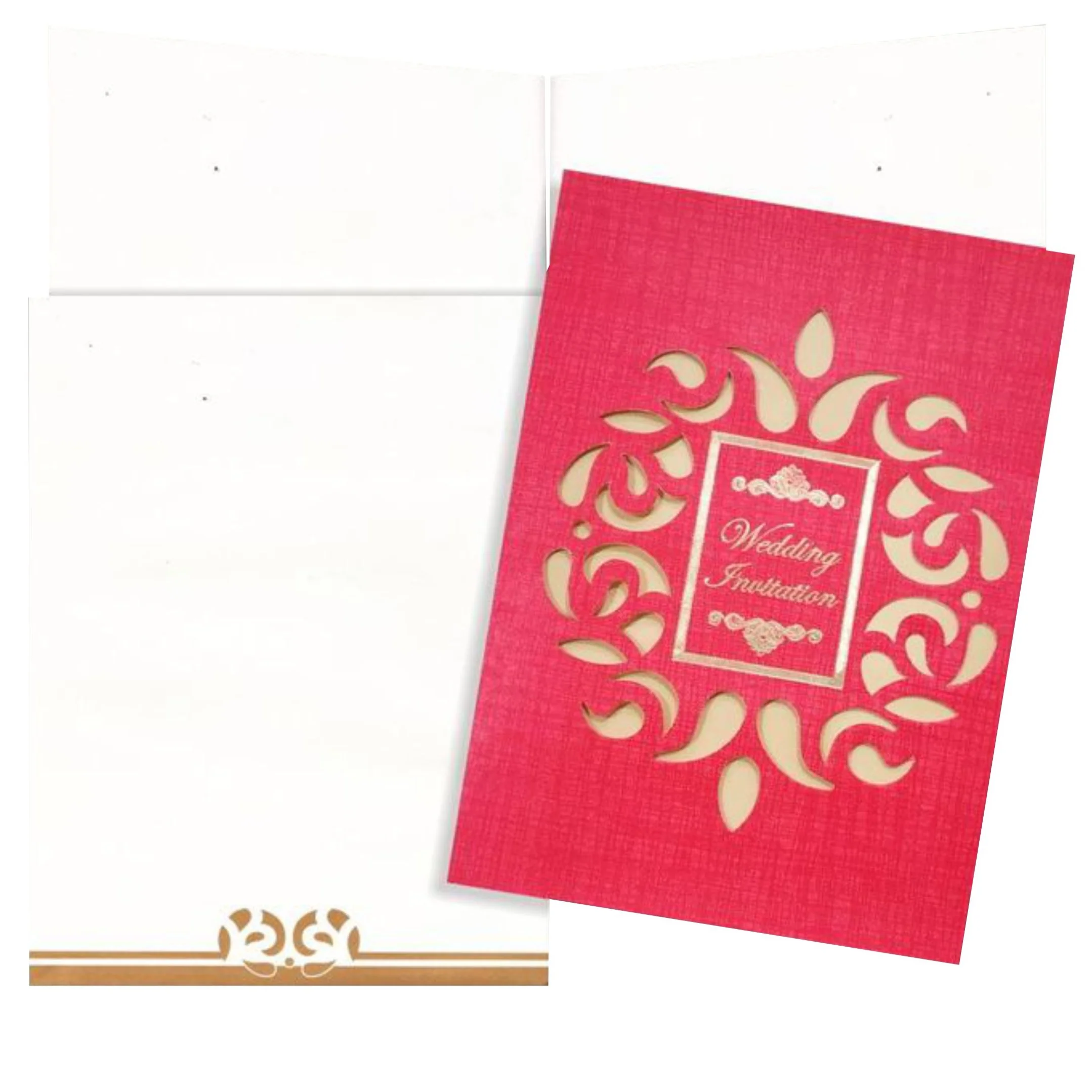 Amazing Red Shading With Cut Design Wedding Card-KNCPC417