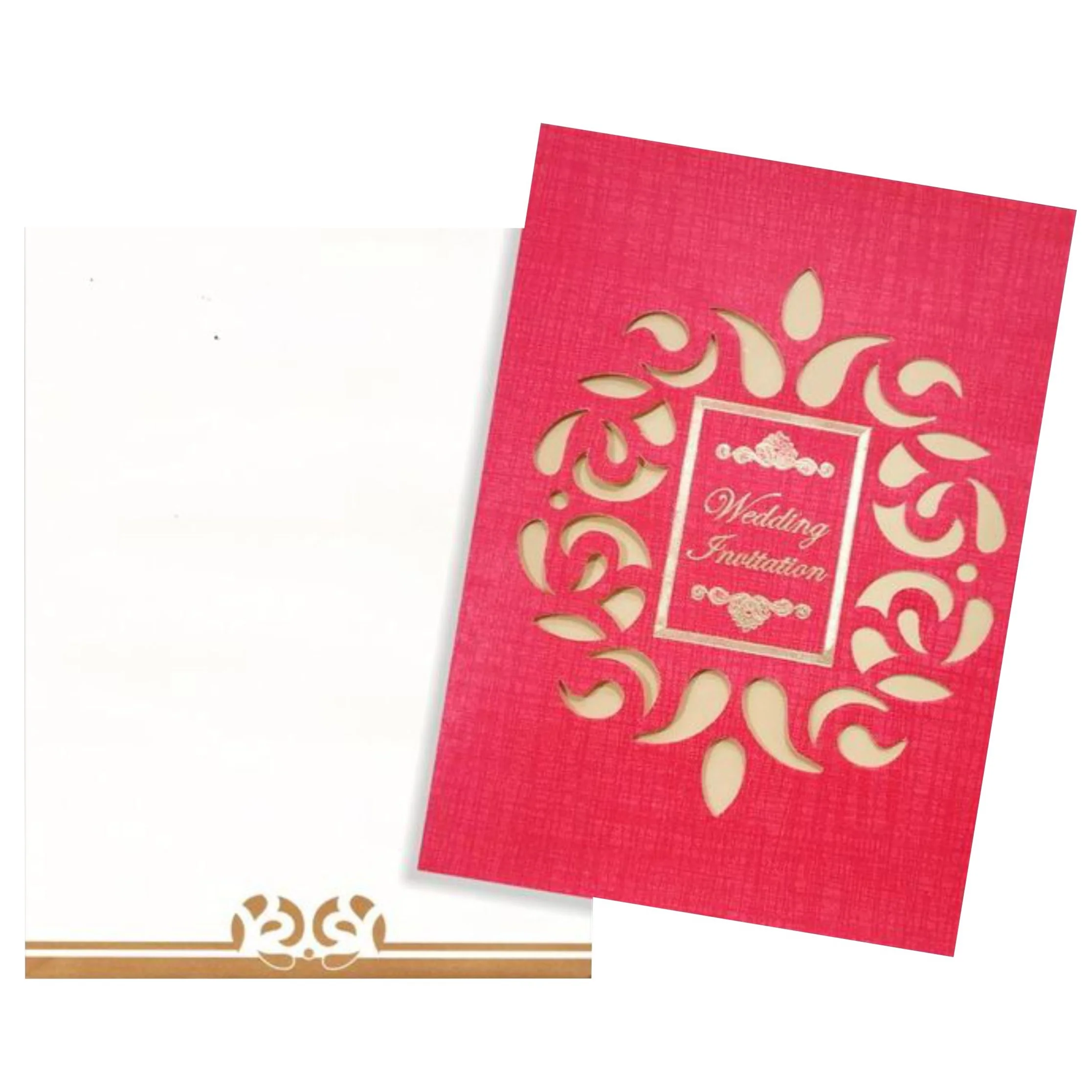 Amazing Red Shading With Cut Design Wedding Card-KNCPC417 - Image 2
