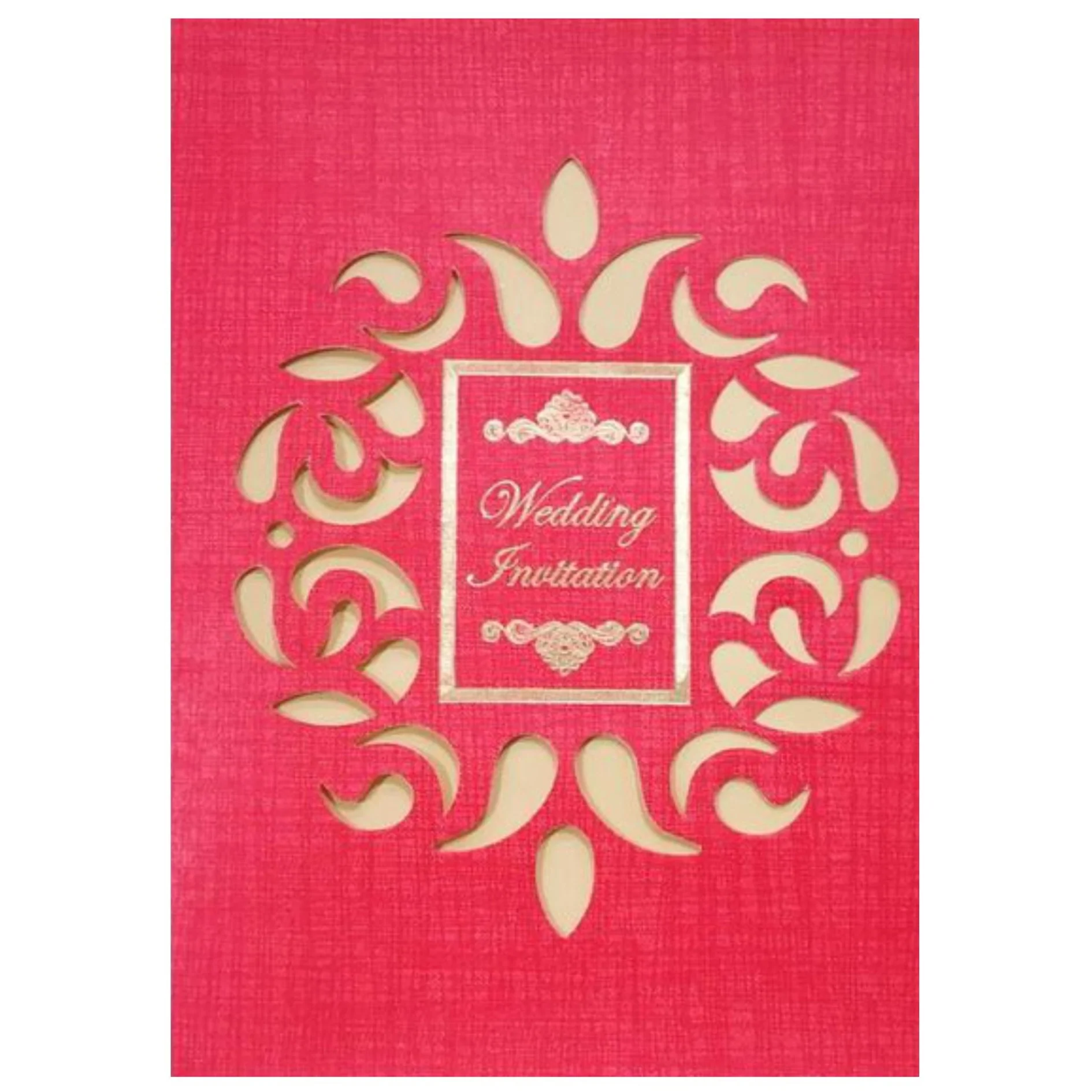 Amazing Red Shading With Cut Design Wedding Card-KNCPC417 - Image 3