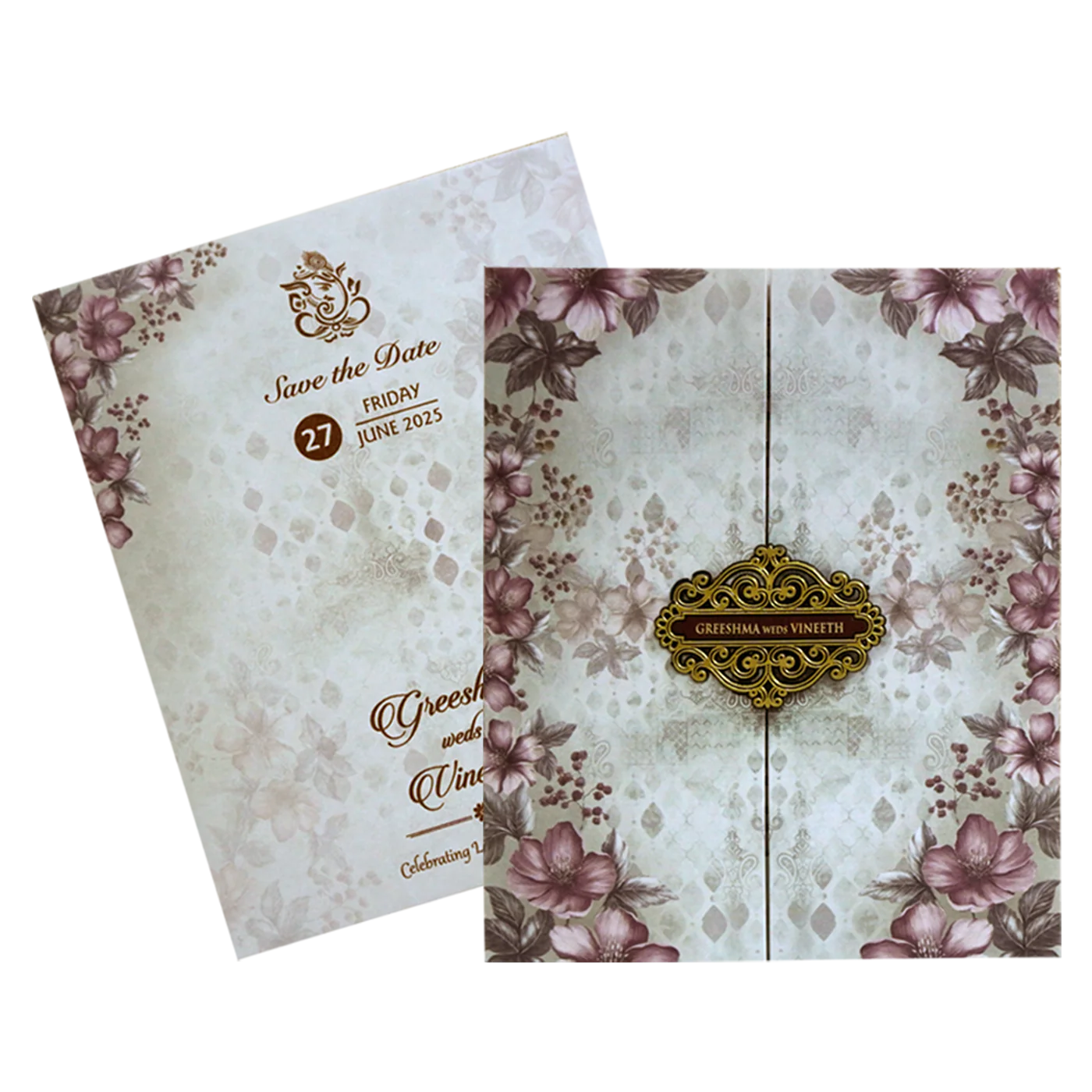 Ash Grey Floral Design Invitation-KVN06940 - Image 2