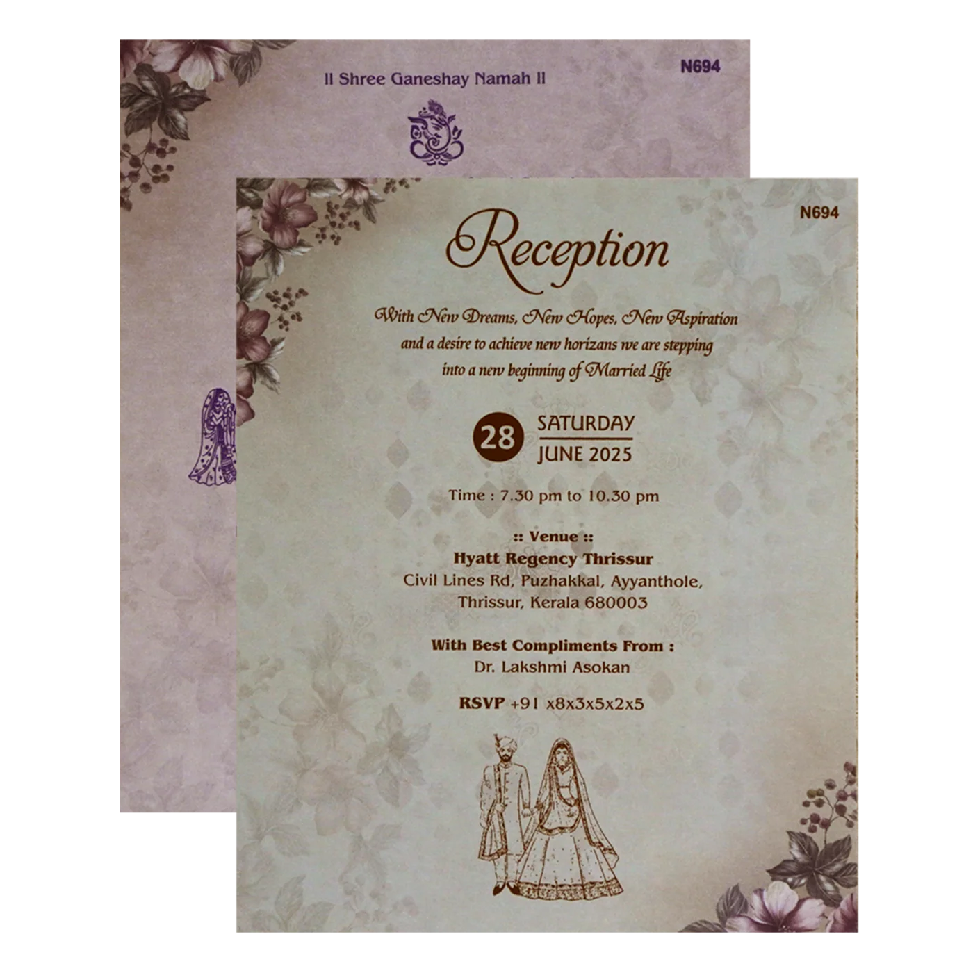 Ash Grey Floral Design Invitation-KVN06940 - Image 5