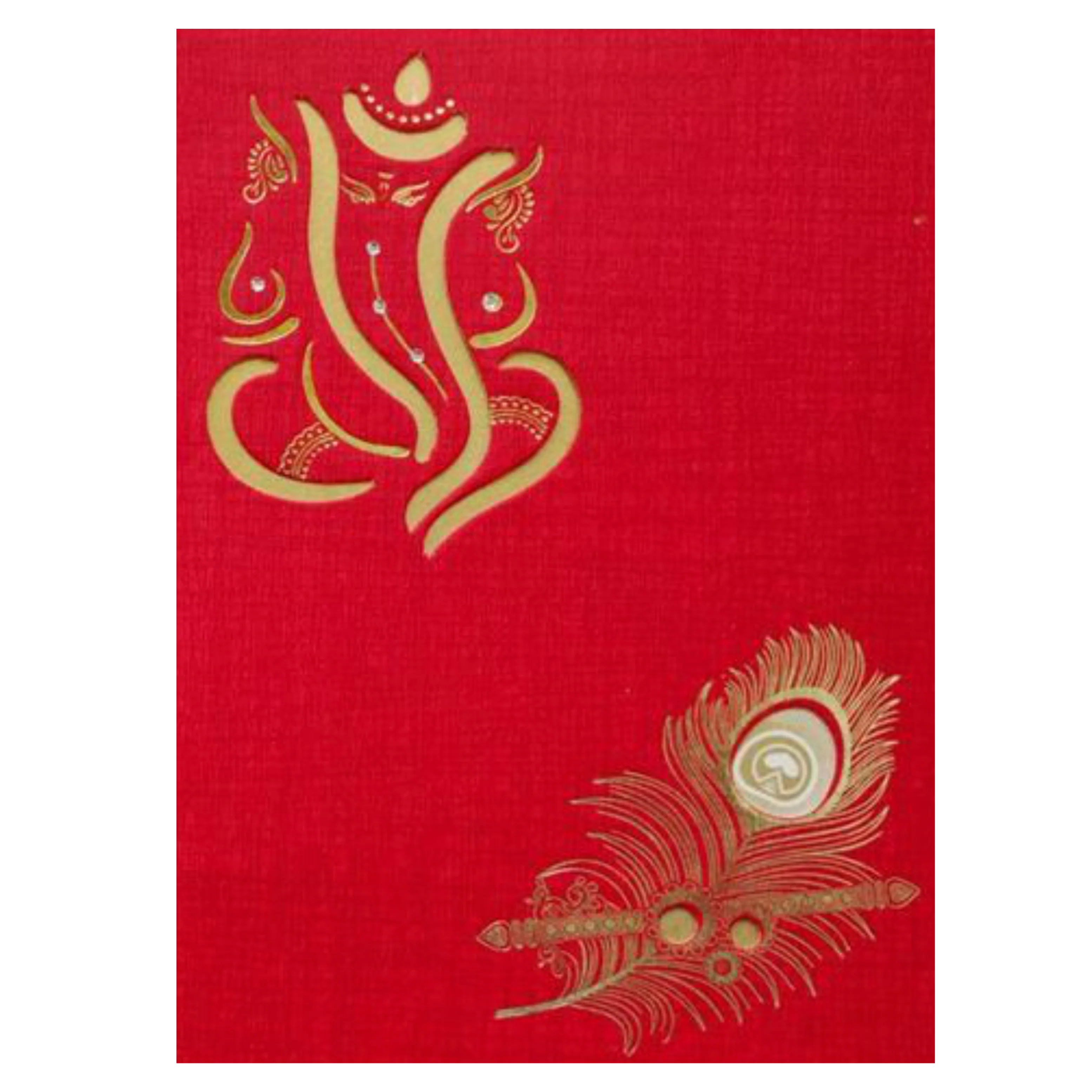 Royal Blue Shading With Cut Ganesha Wedding Card - KNCM101R - Image 3
