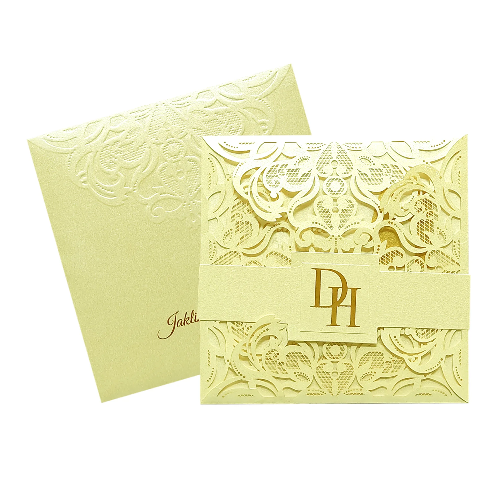 White Floral Laser Cut Invitation Card-KPR01010 - Image 2