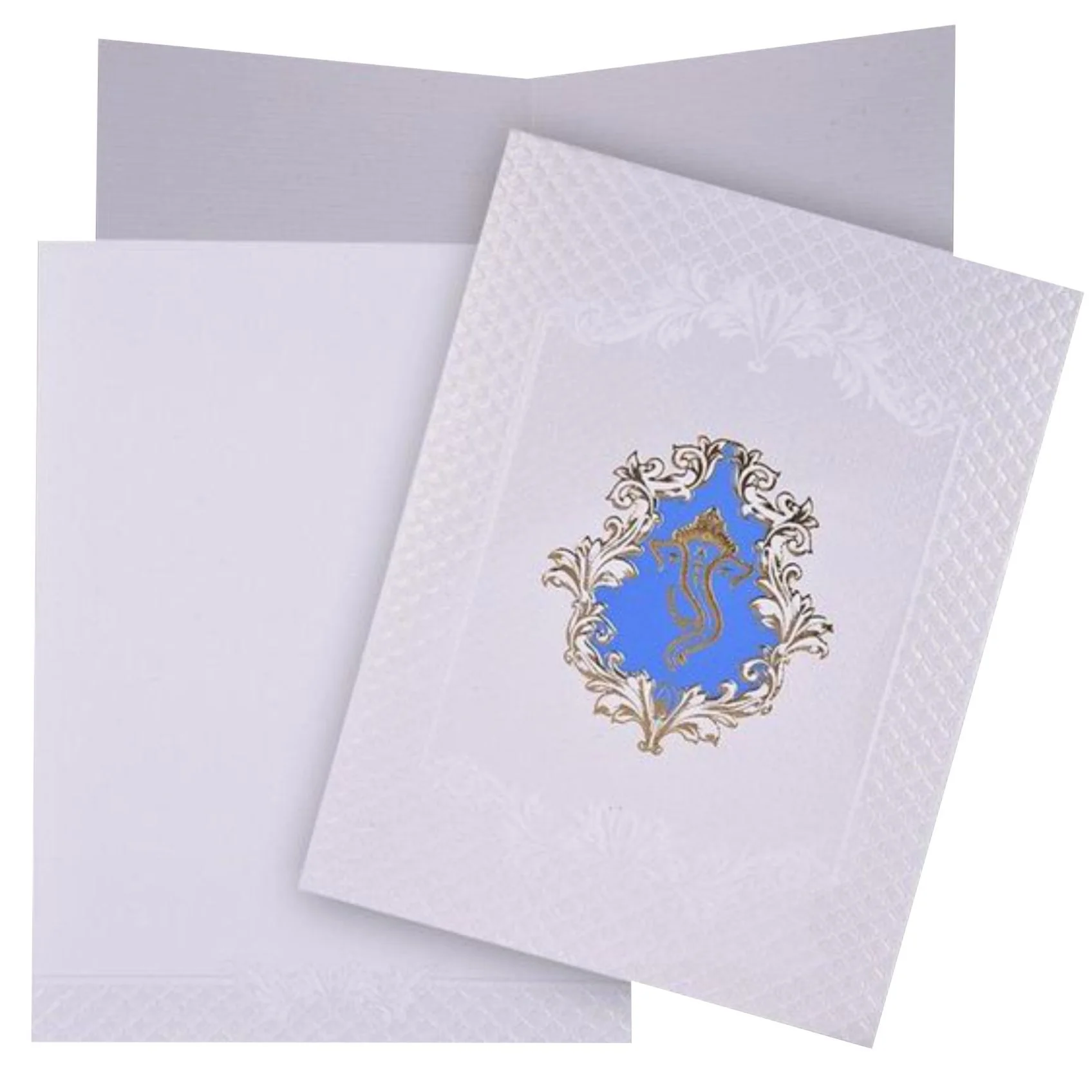 Awesome Ganesha With Blue Background Wedding Card - KNK4249