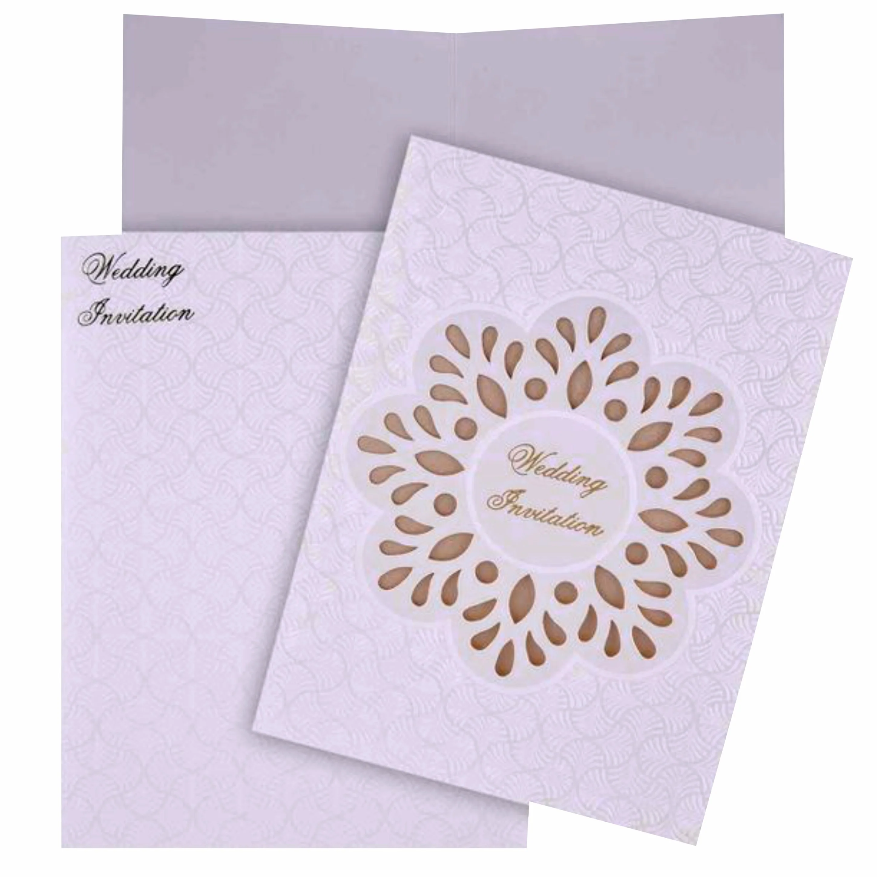 Awesome White Color With Cut Flower Theme Wedding Card - KNK30451