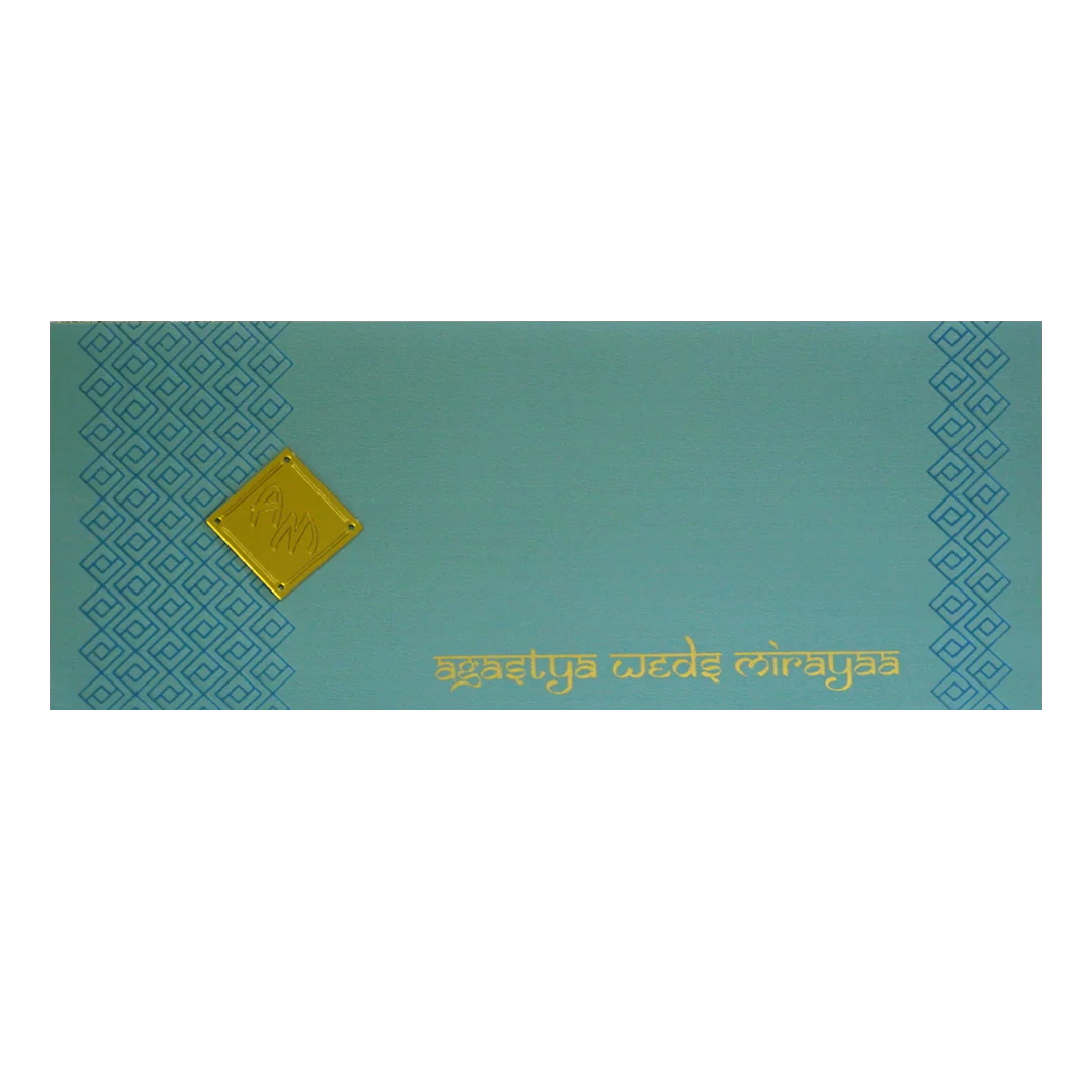 Azure Blue Design Wedding Card-KRC30091 - Image 3