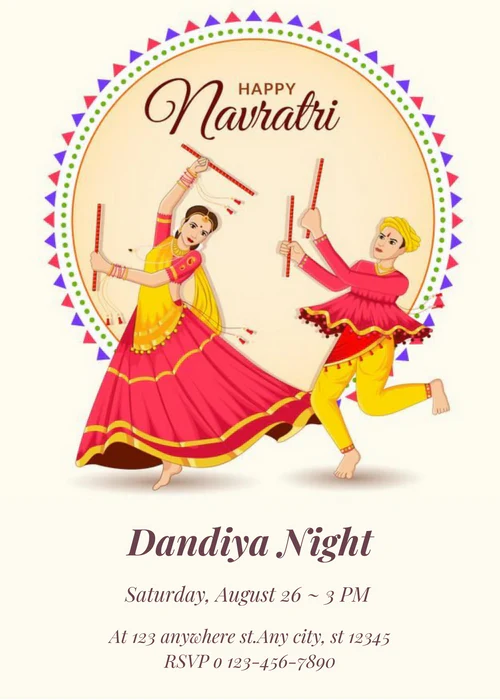 Baby Pink Dandiya Invitation-AADDI005 - Image 2