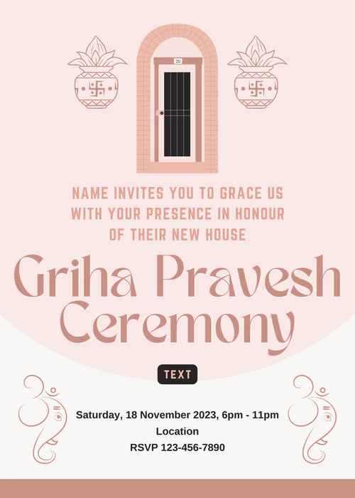 Baby Pink Design Griha Pravesh Invitation-AAGPI001 - Image 2