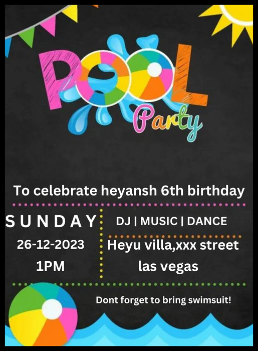 Beach Ball Pool Party Invitation-AAPPI019 - Image 2