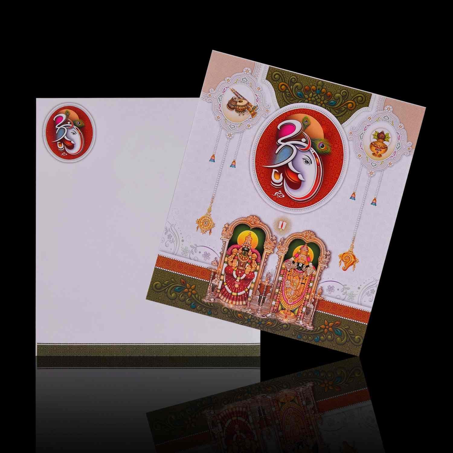 White Balaji Padmavathi Invitation Card-KNK4987 - Image 2