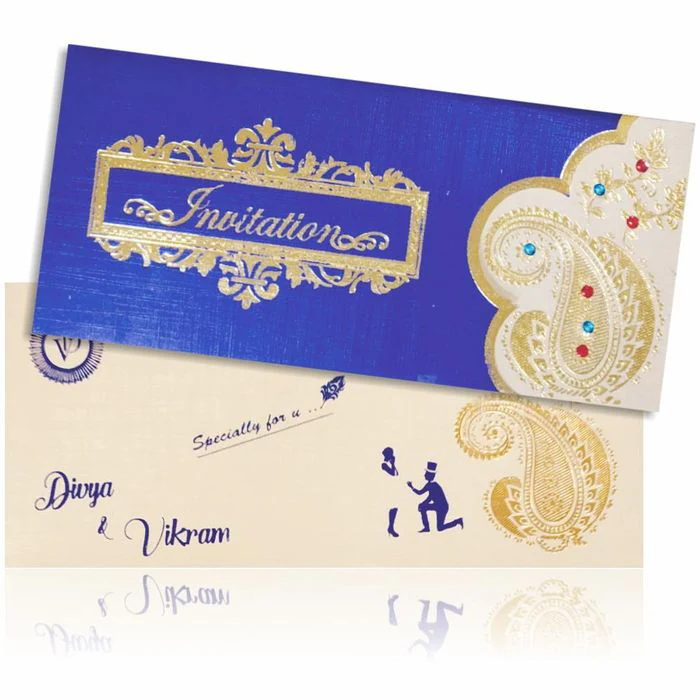Beautiful Blue Shading Personal Wedding Card - KNKSP716