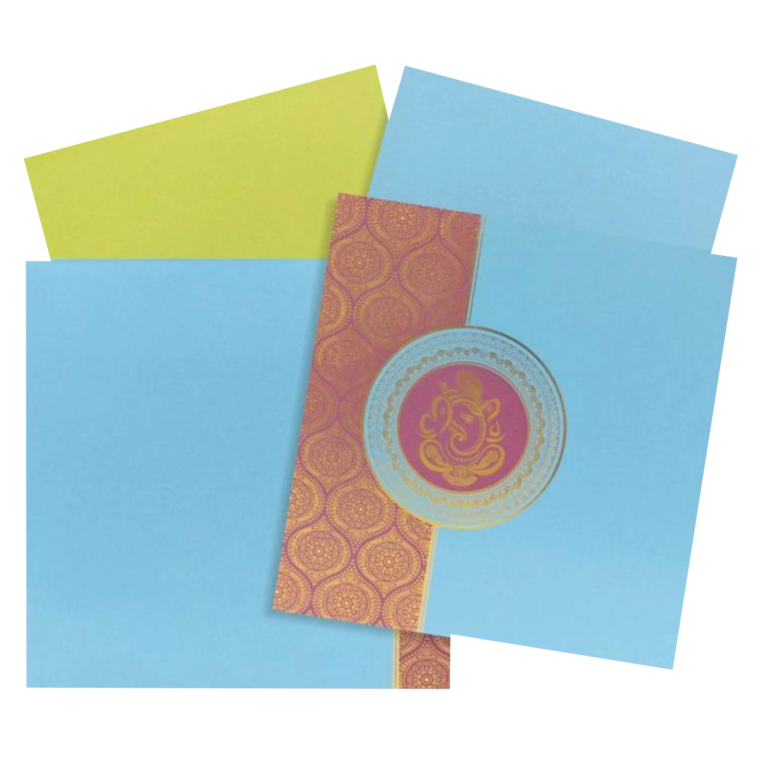 Beautiful Blue Shading With Ganesha Design wedding Card - KNK30363