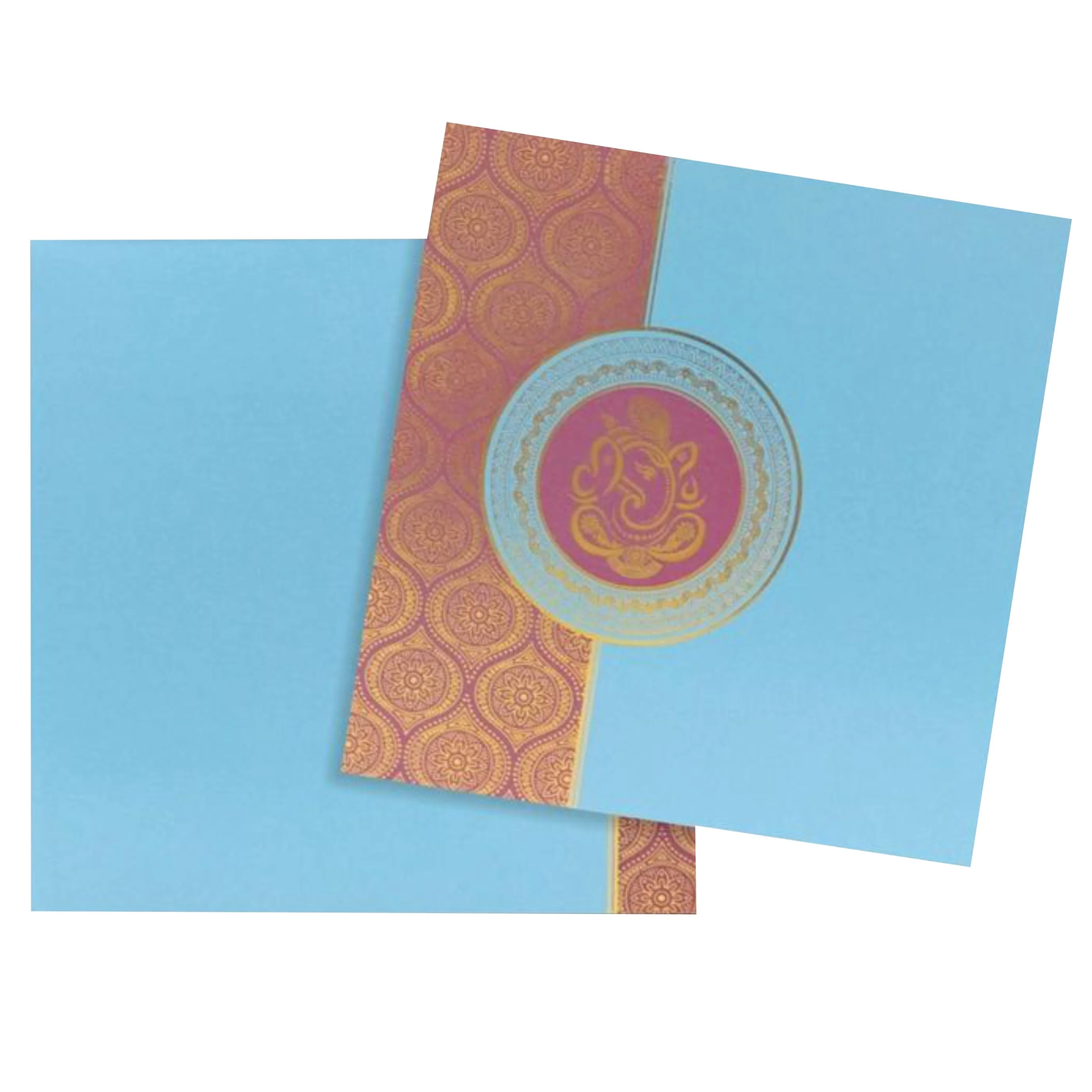 Beautiful Blue Shading With Ganesha Design wedding Card - KNK30363 - Image 2