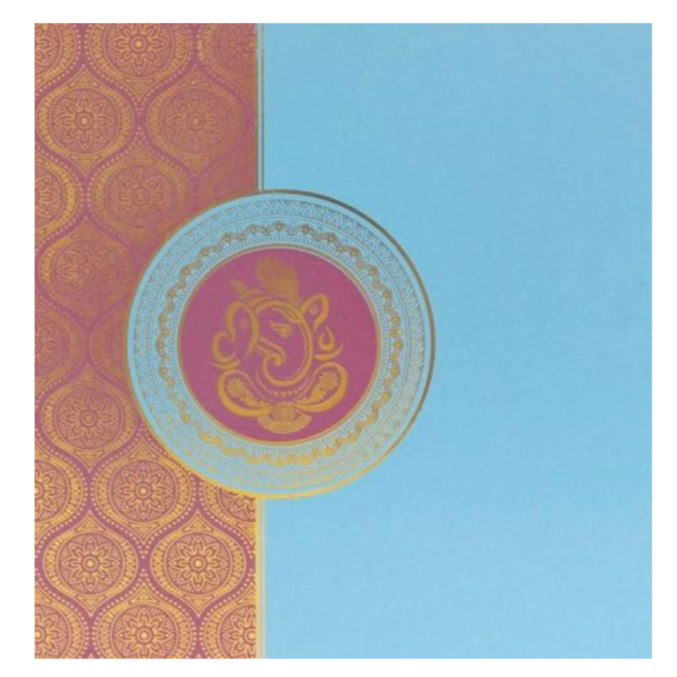 Beautiful Blue Shading With Ganesha Design wedding Card - KNK30363 - Image 3