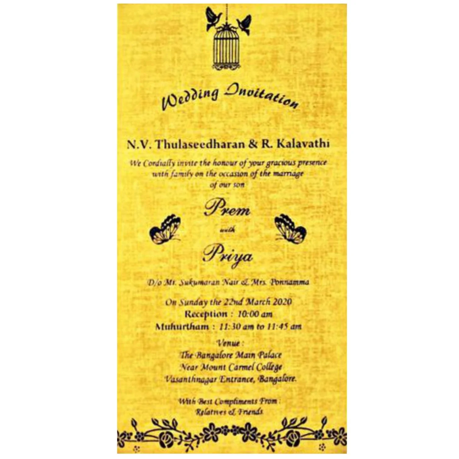 Blue single sheet laser cut with gold insert invitation-KNS025BG - Image 2