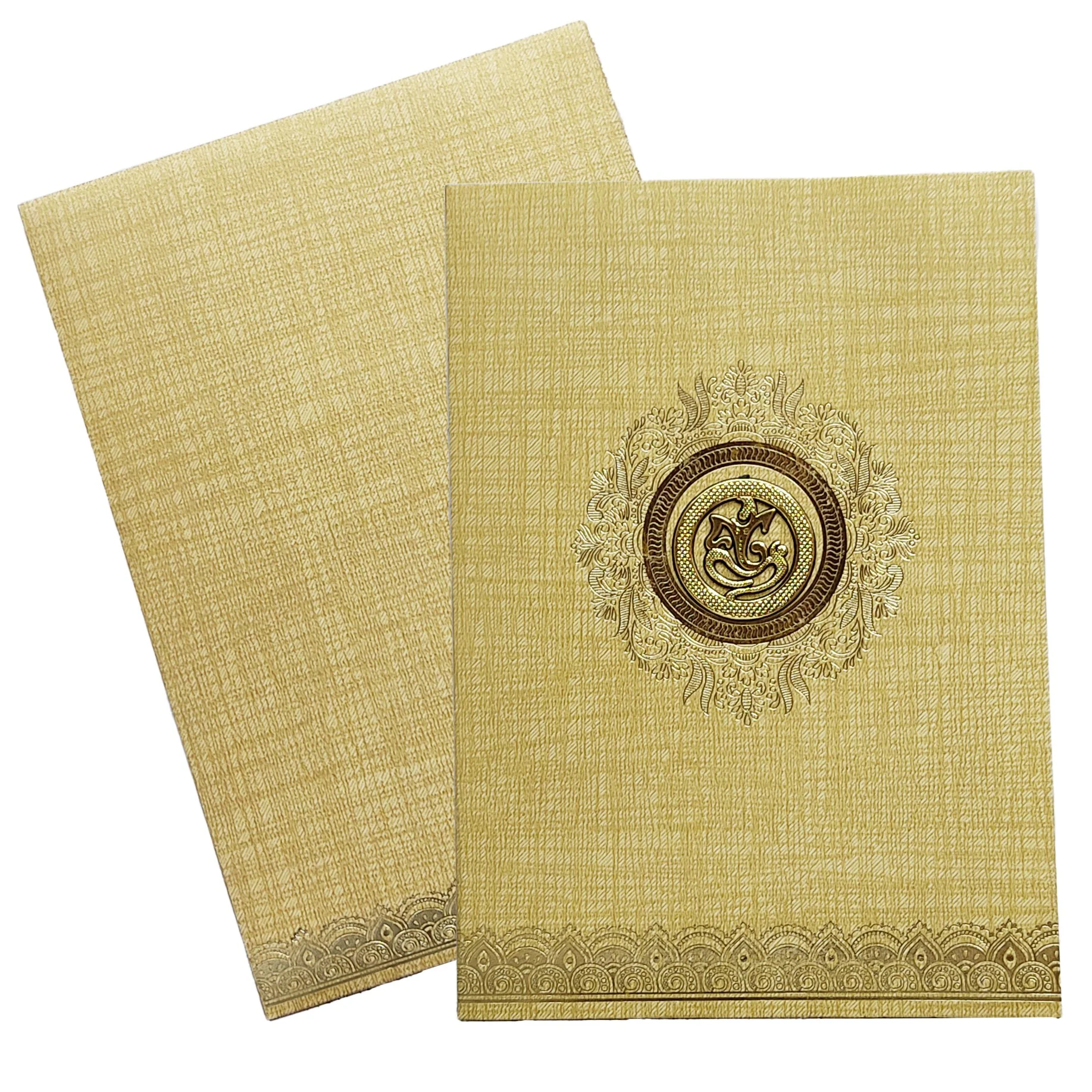 Brown Gold Metallic Gold Foiling Design With Floral Lace-KNCM16BR - Image 2