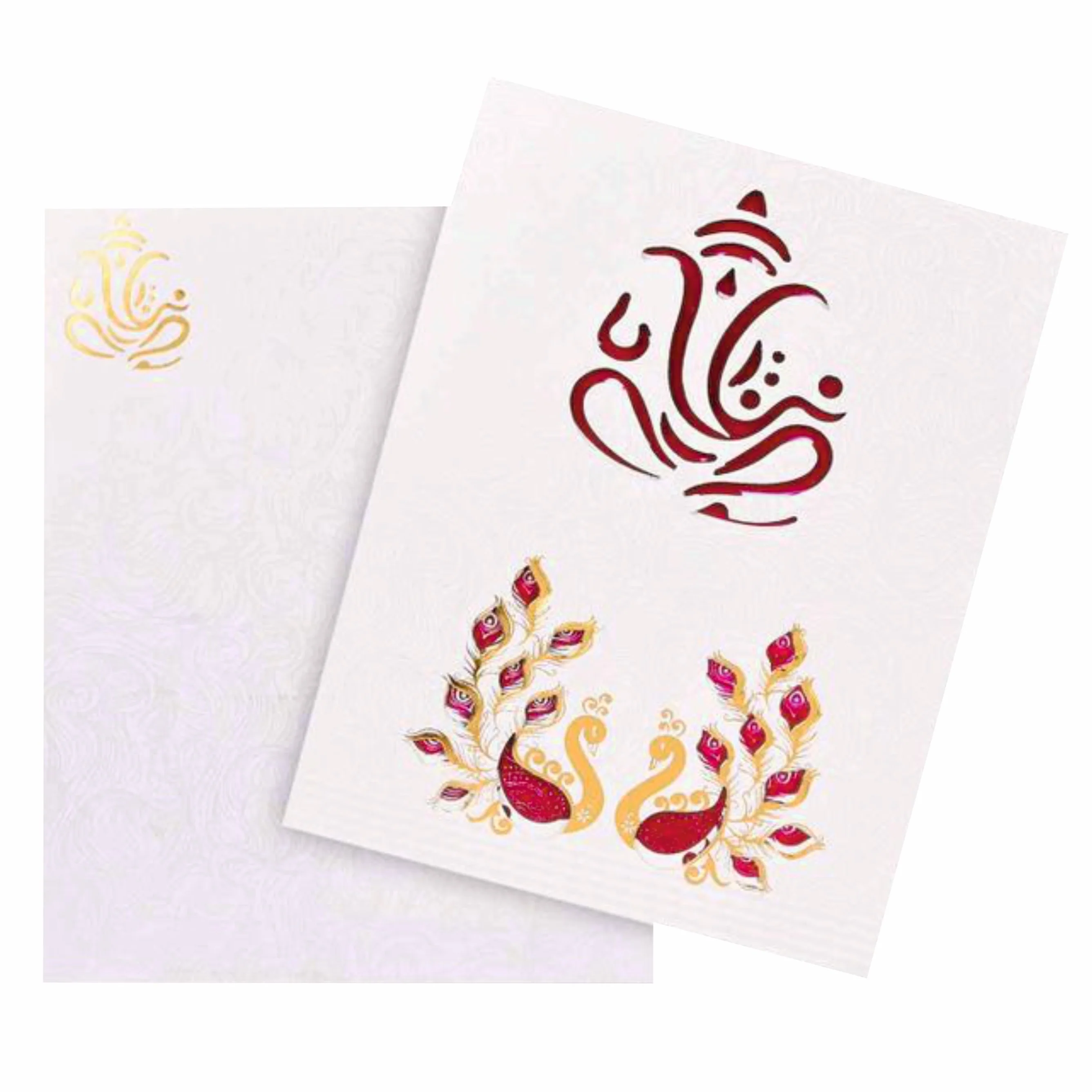Beautiful Cut Ganesha With Peacock Theme Wedding Card - KNK70190 - Image 2