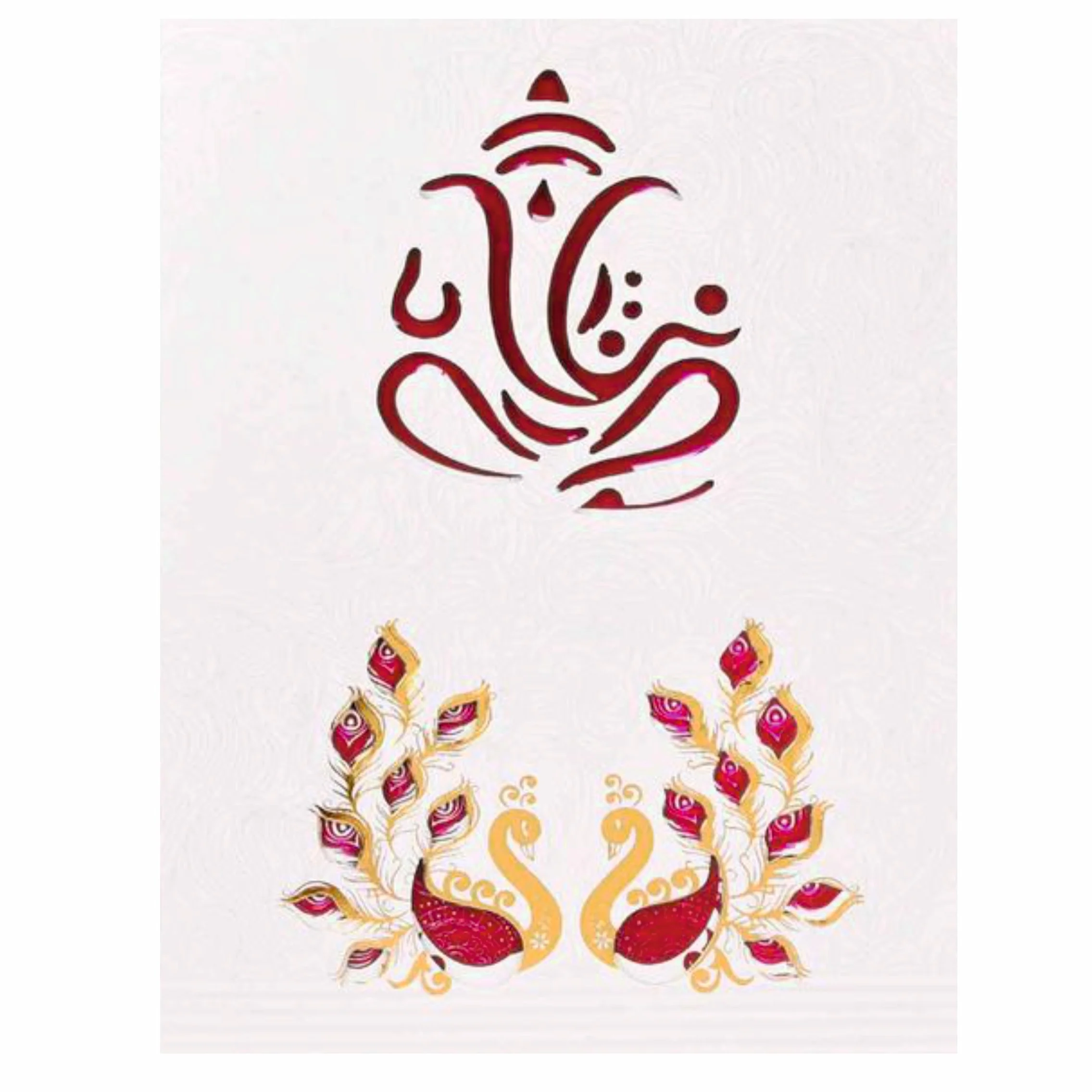 Beautiful Cut Ganesha With Peacock Theme Wedding Card - KNK70190 - Image 3