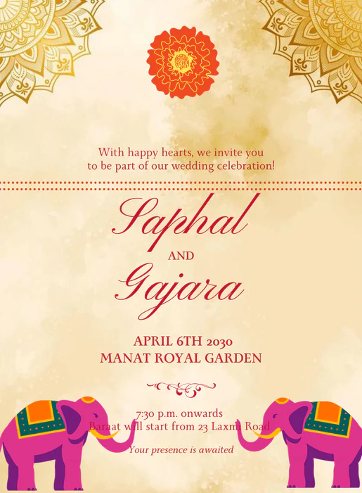 Beautiful Floral Hindu Wedding Invitation-AAHWI010 - Image 2