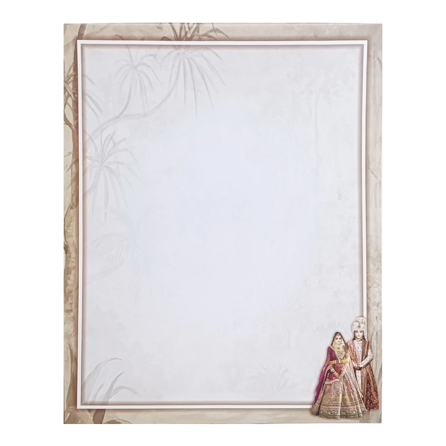 Beige  Bride And Groom Invitation Card-KNKN6314 - Image 4