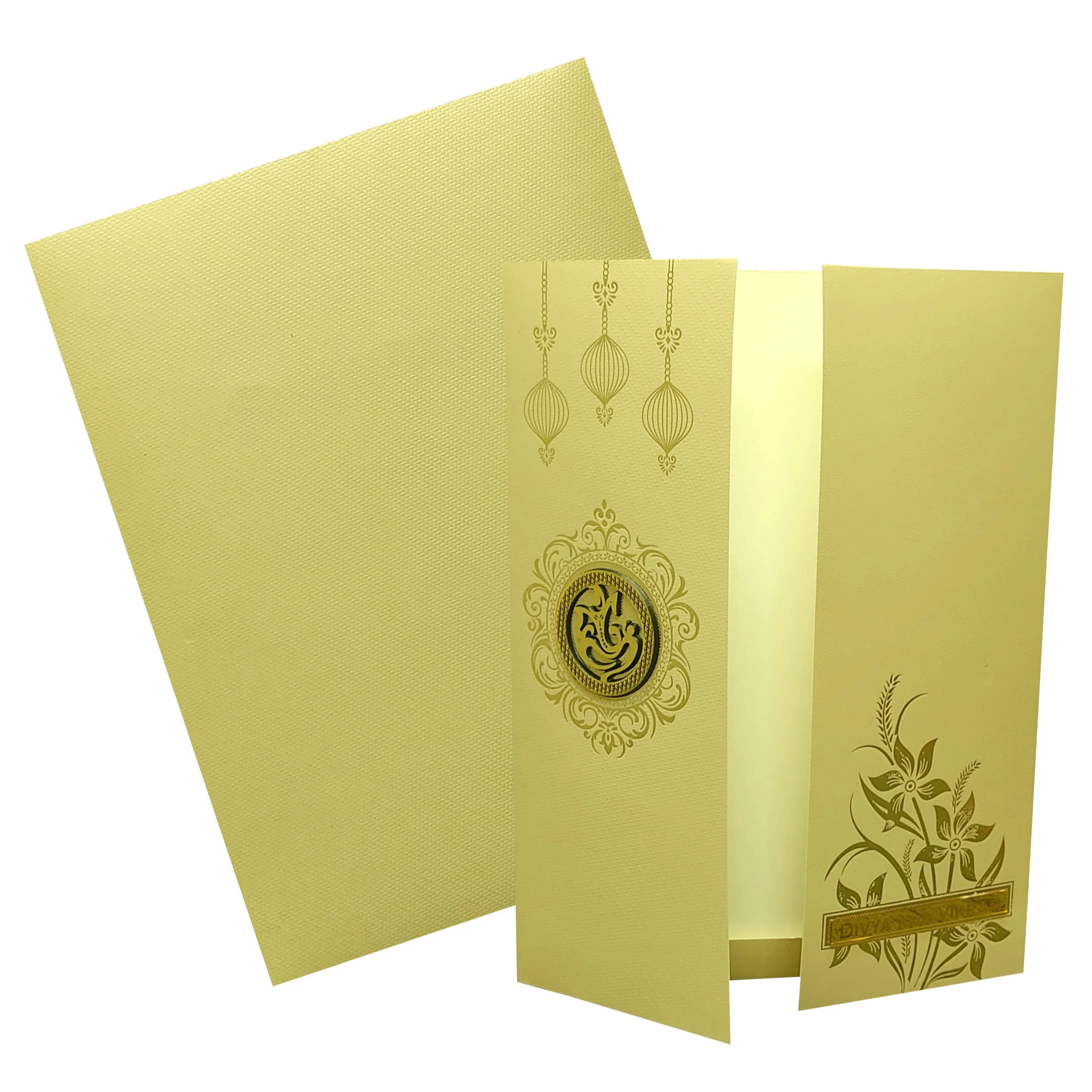 Beige Floral Door Invitation Card-KNK8702P - Image 2