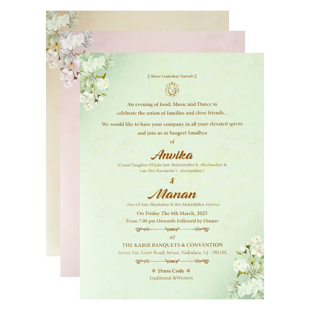 Beige Floral Padded Wedding Card-KSSC2082 - Image 5