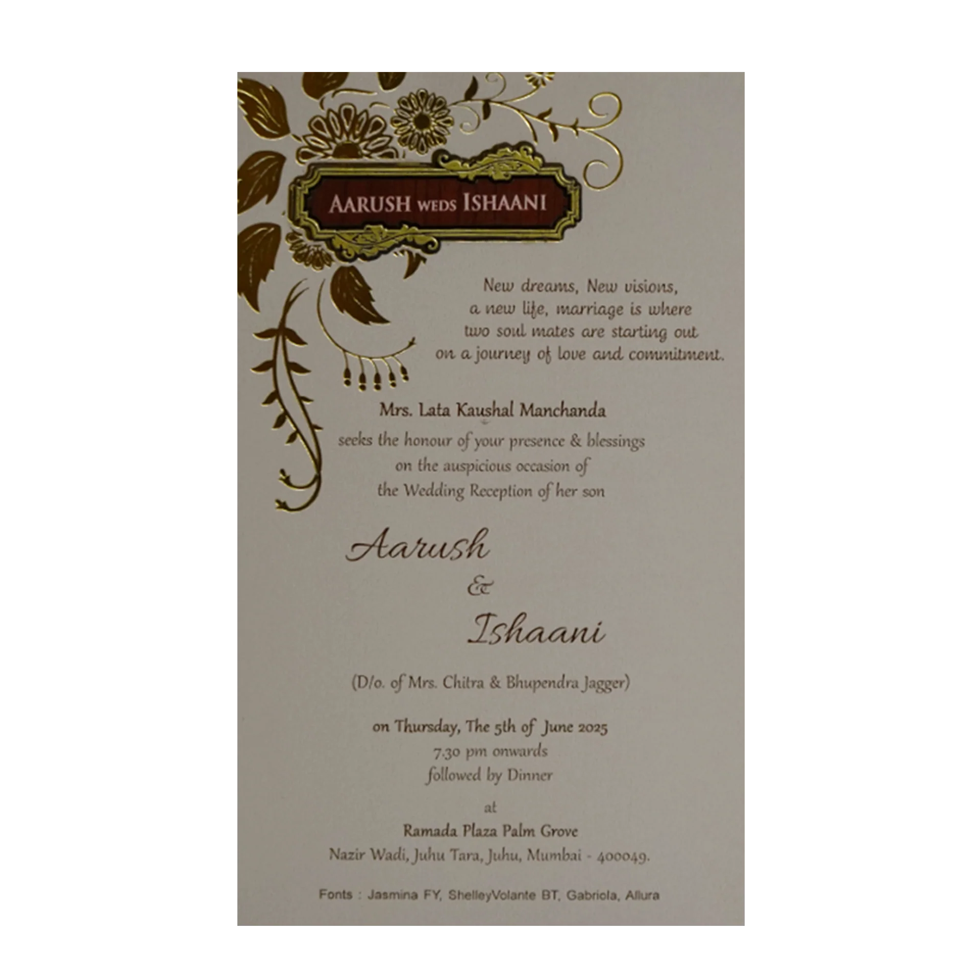 Beige Floral Single Card-KRCS7182 - Image 2