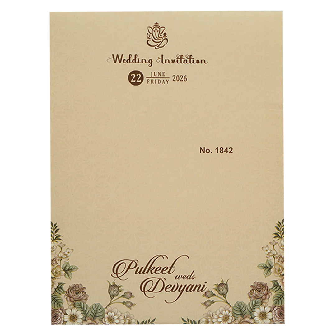 Beige Gold Floral Wedding Card-KJTS1842 - Image 4