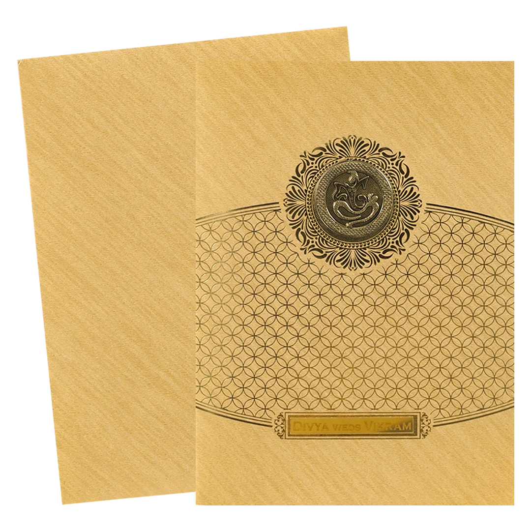 Gold Foiled Simple Wedding Card-KNCM044G - Image 2