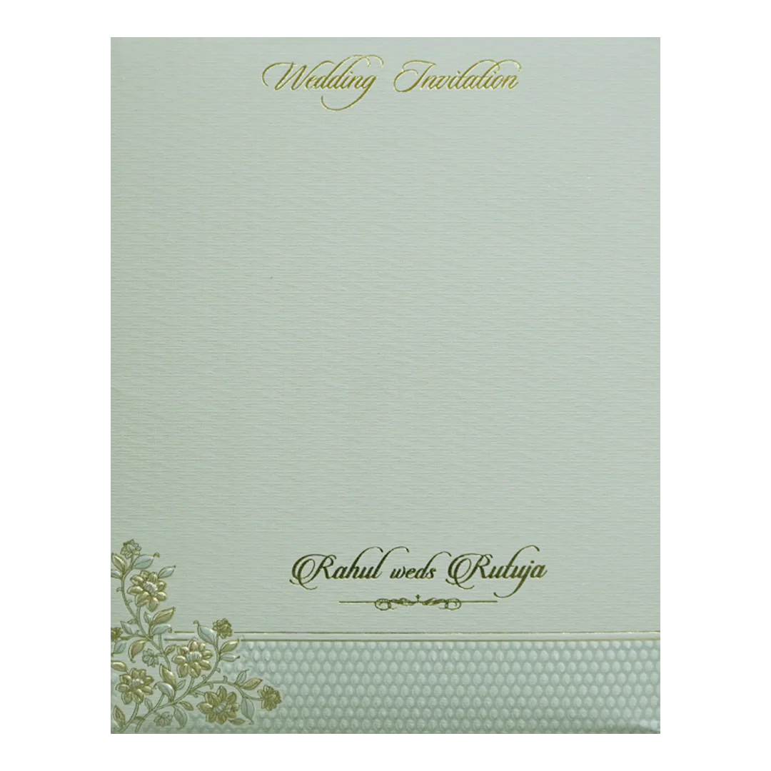 Beige Grey Floral Embossed Classic Wedding Card - KMMWD1109 - Image 4