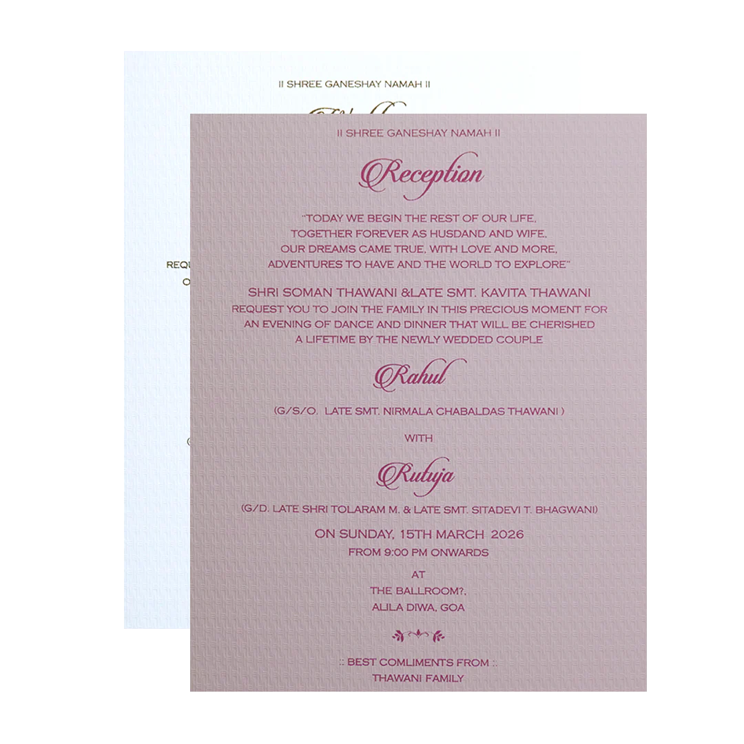 Beige Grey Floral Embossed Classic Wedding Card - KMMWD1109 - Image 5