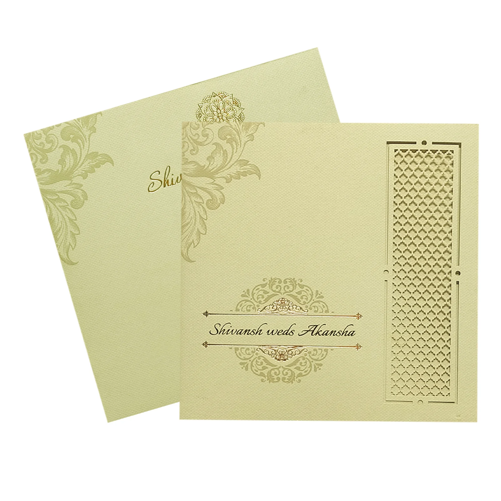 Beige Laser Cut Invitation Card-KRC29482 - Image 2