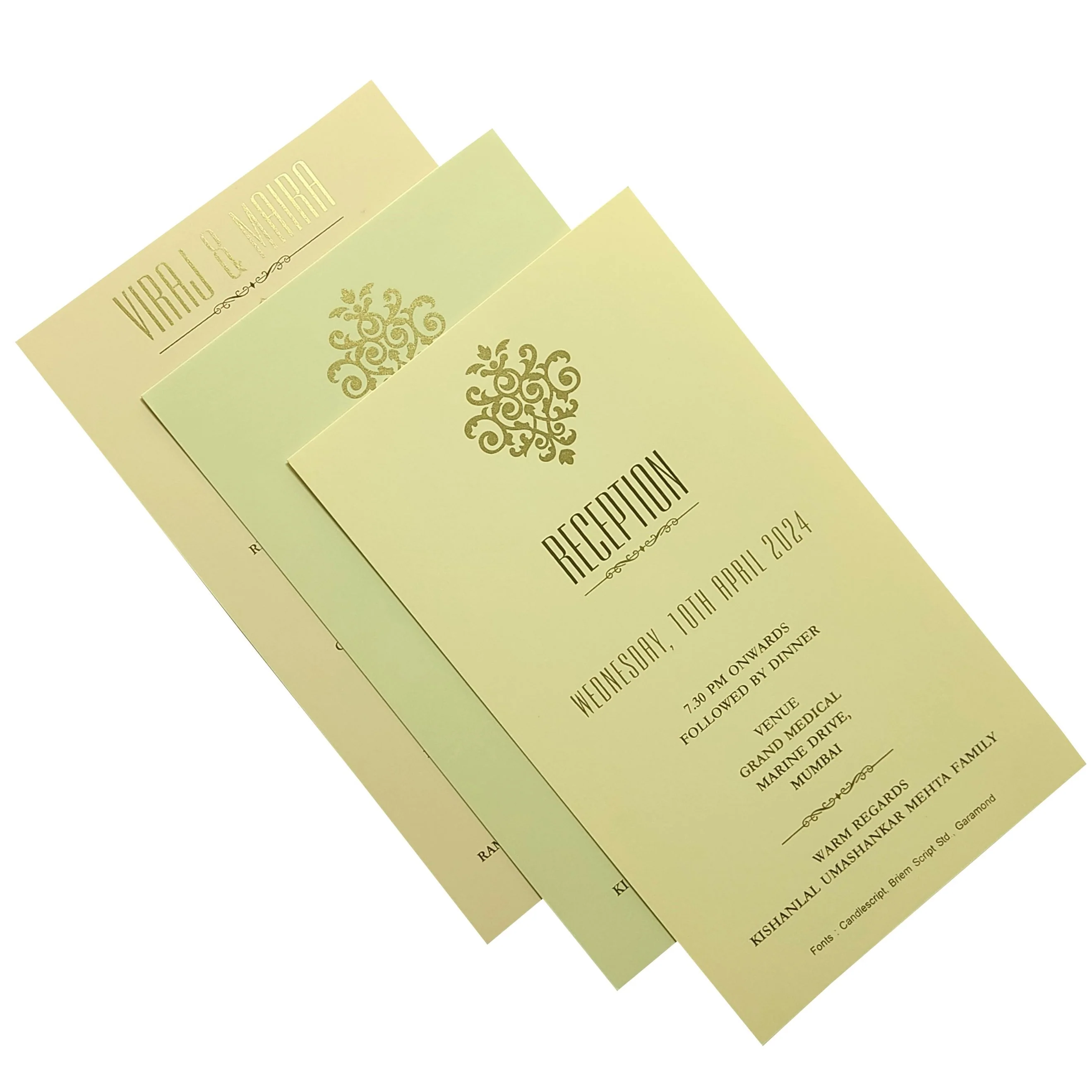 Beige Leaf Design Invitation Card-KRC29891 - Image 5